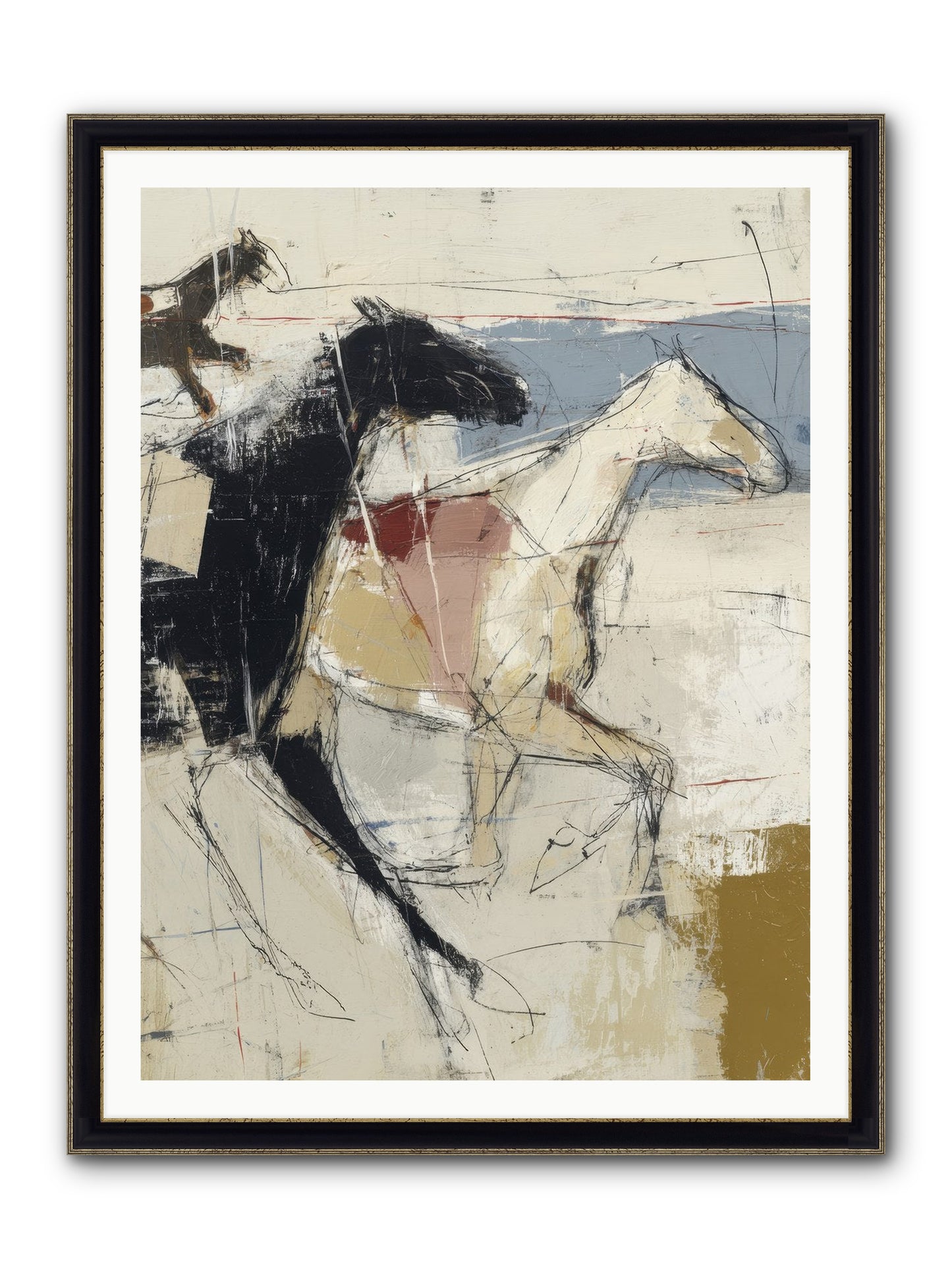 Contemplated Framed Print - Black & Gold 36x48