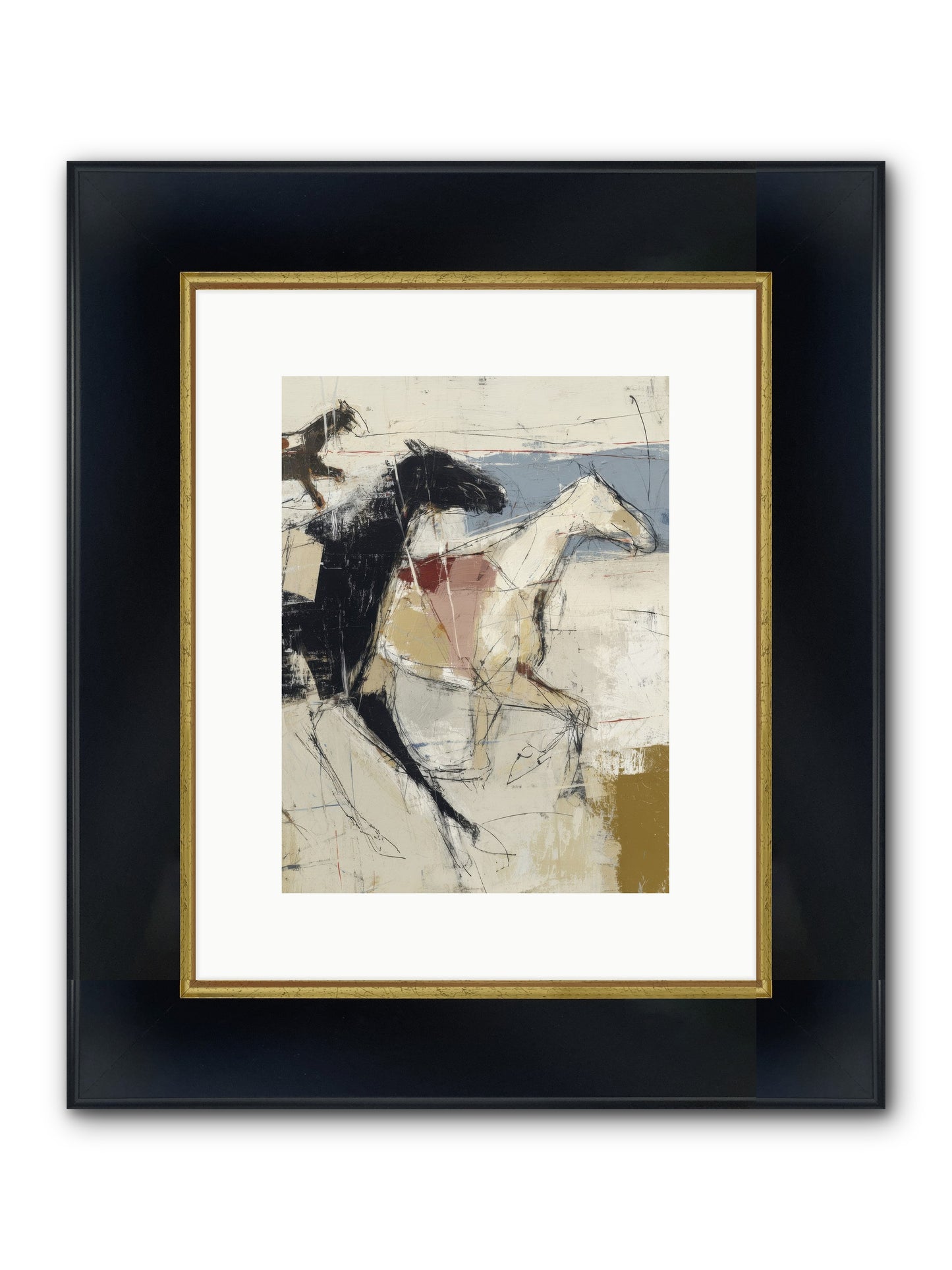 Contemplated Framed Print - Wide Black w/Gold 9x12