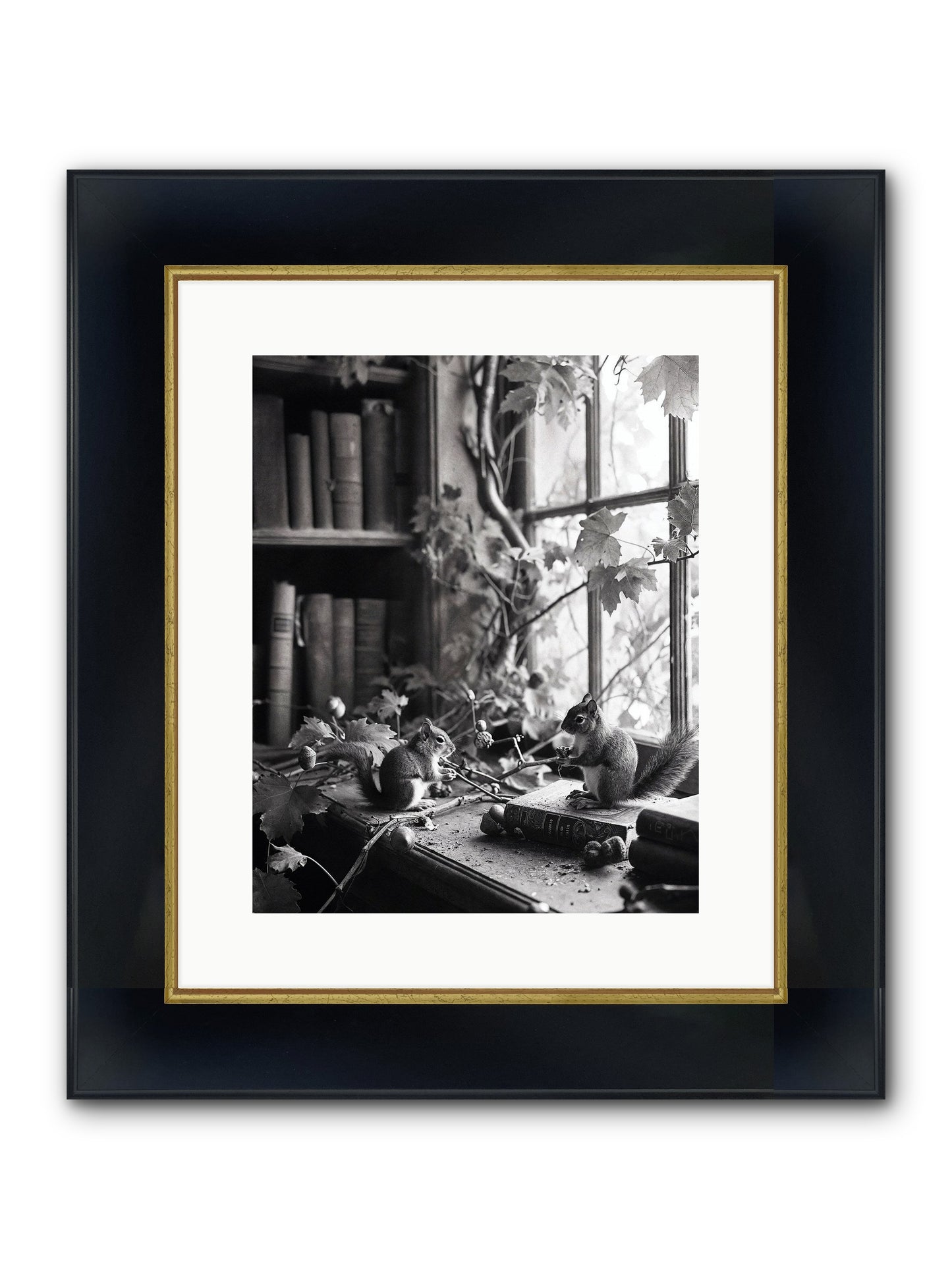 Conversation Framed Print - Wide Black w/Gold 12x15