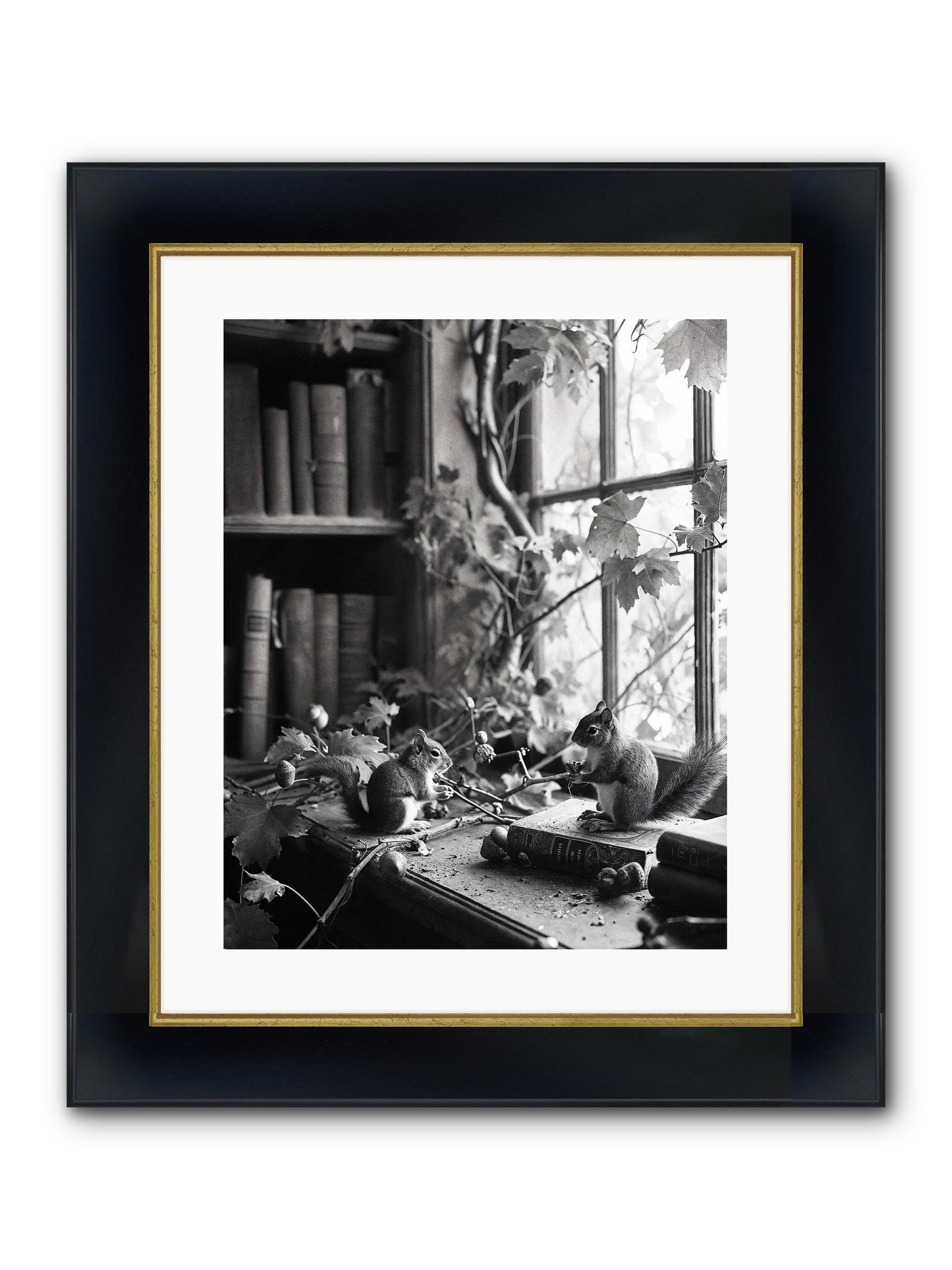 Conversation Framed Print - Wide Black w/Gold 16x20