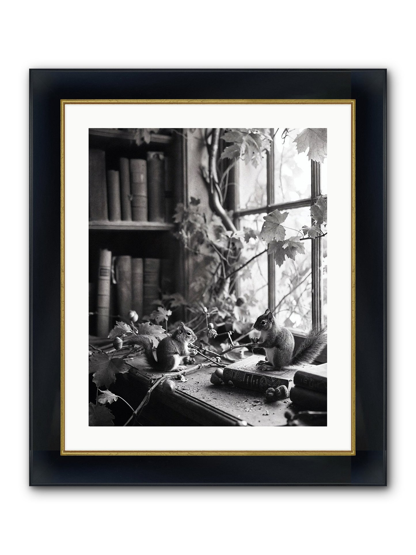 Conversation Framed Print - Wide Black w/Gold 20x25