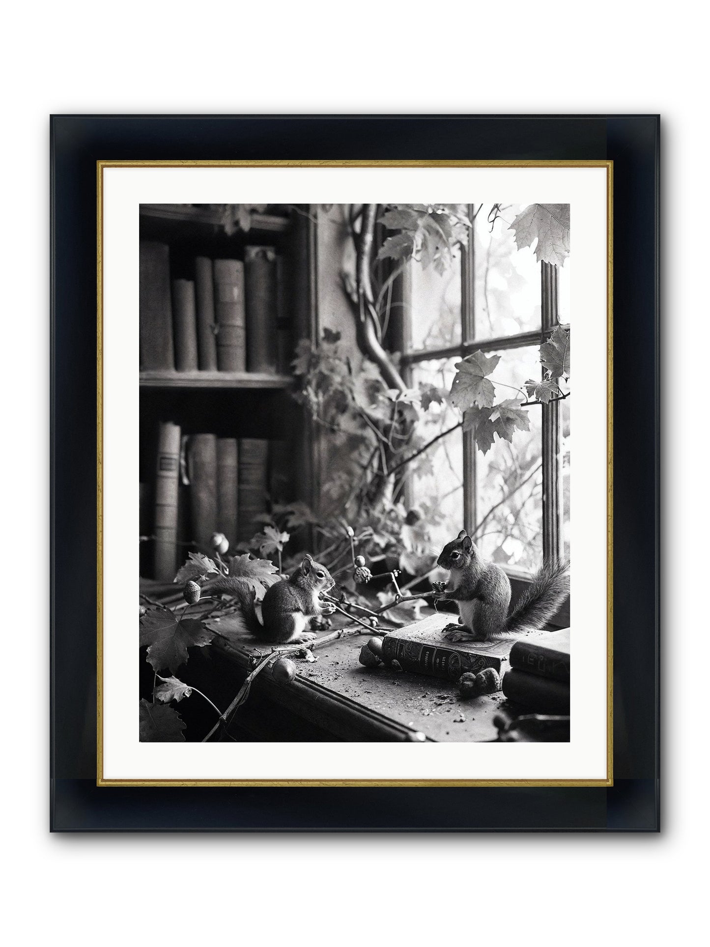 Conversation Framed Print - Wide Black w/Gold 24x30