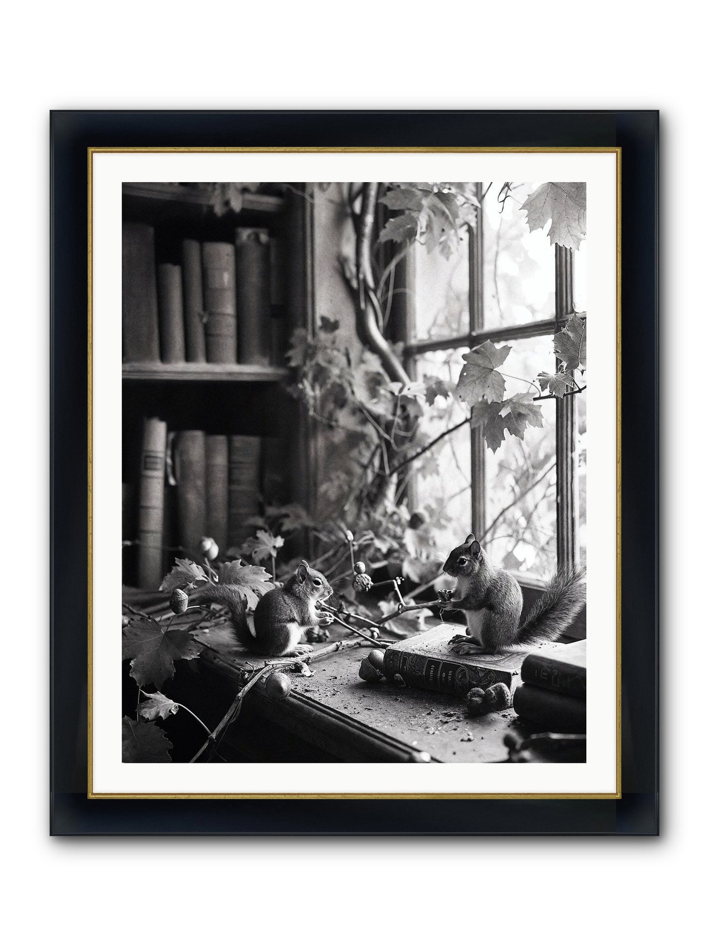 Conversation Framed Print - Wide Black w/Gold 32x40