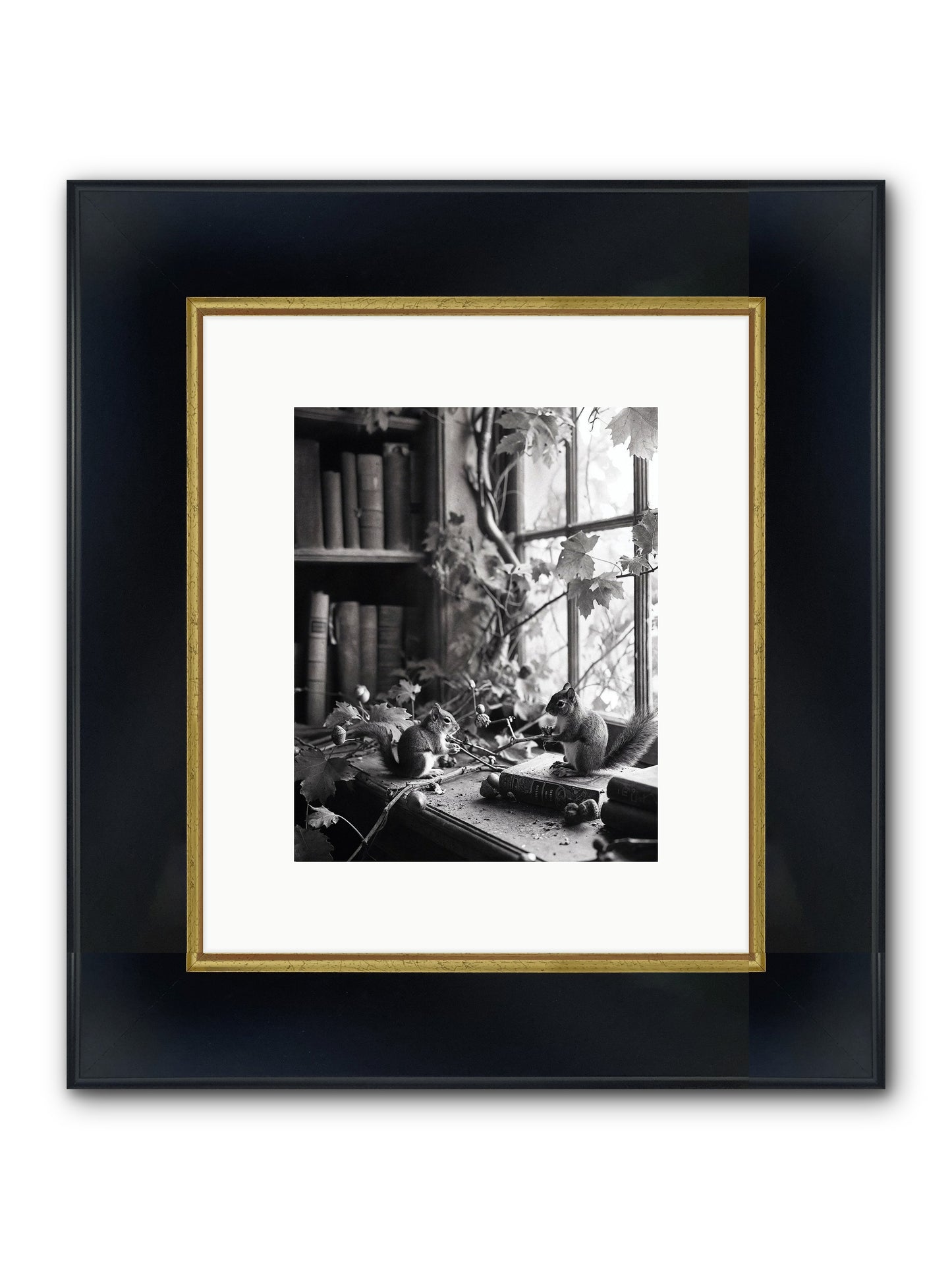 Conversation Framed Print - Wide Black w/Gold 8x10