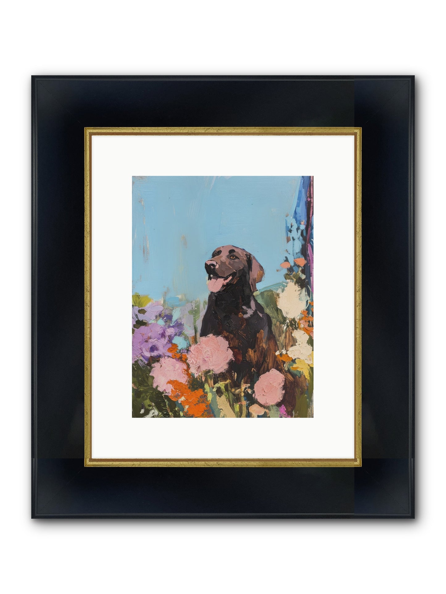 Corduroy Framed Print - Wide Black w/Gold 9x12