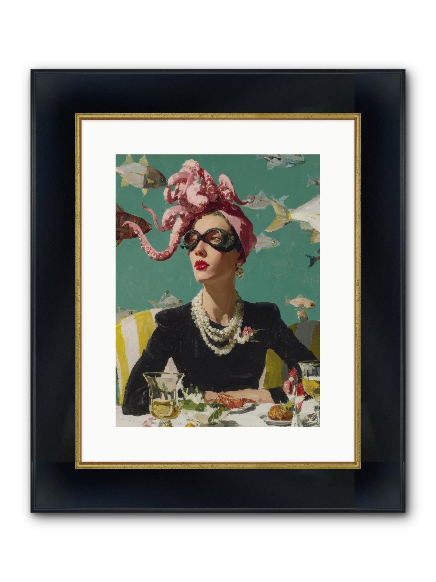 Corsages For The Unannounced Framed Print - Wide Black w/Gold 12x16