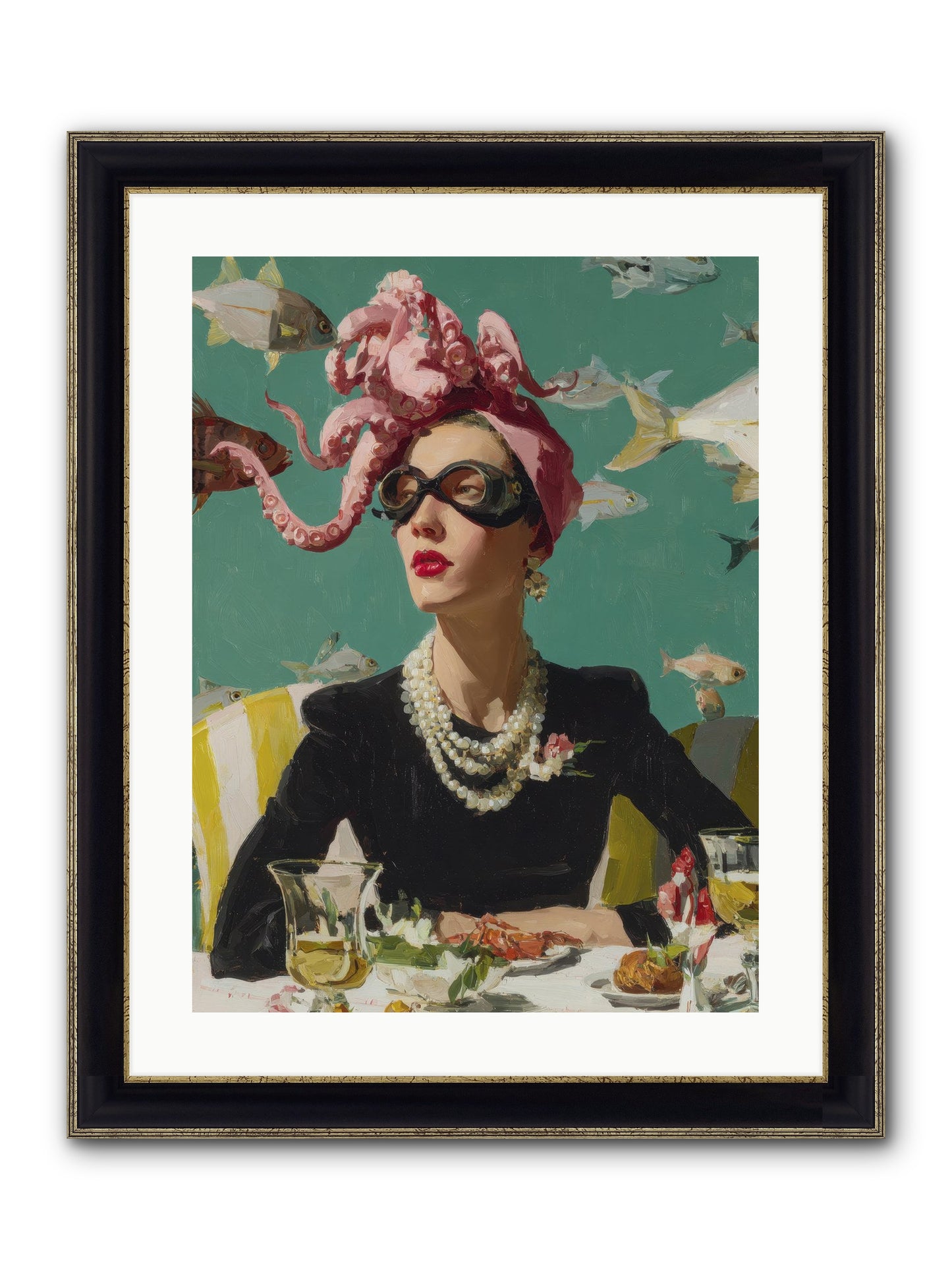 Corsages For The Unannounced Framed Print - Black & Gold 18x24