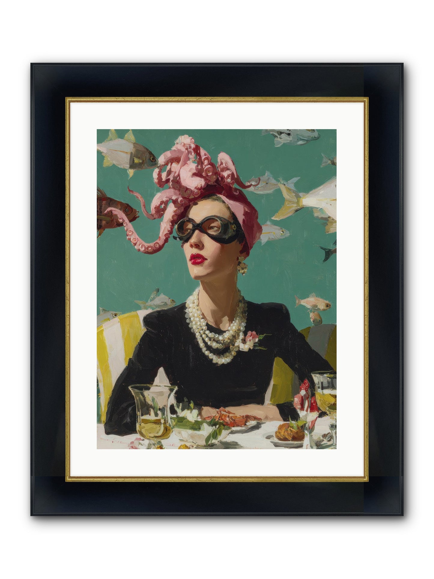 Corsages For The Unannounced Framed Print - Wide Black w/Gold 18x24