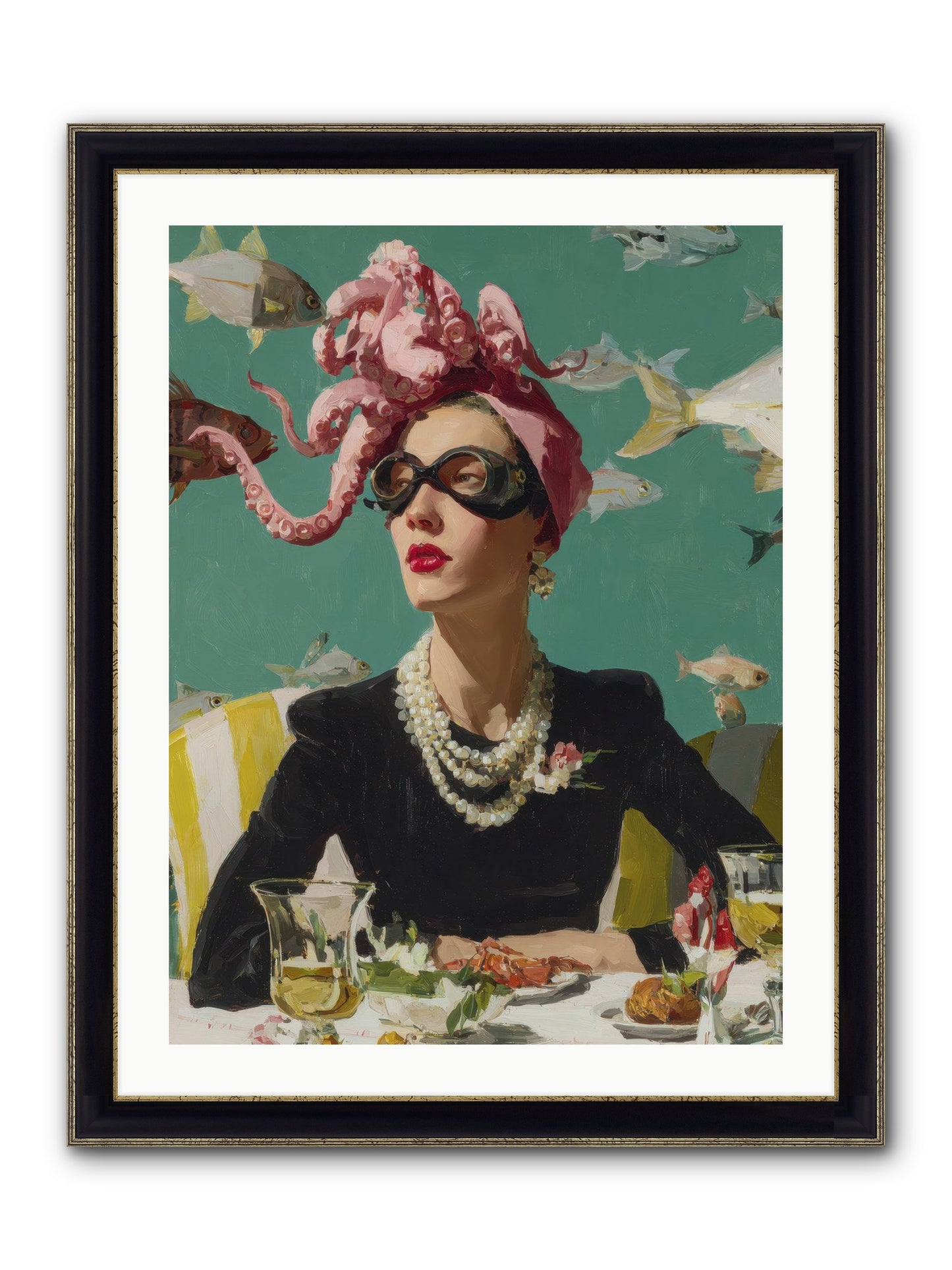 Corsages For The Unannounced Framed Print - Black & Gold 24x32
