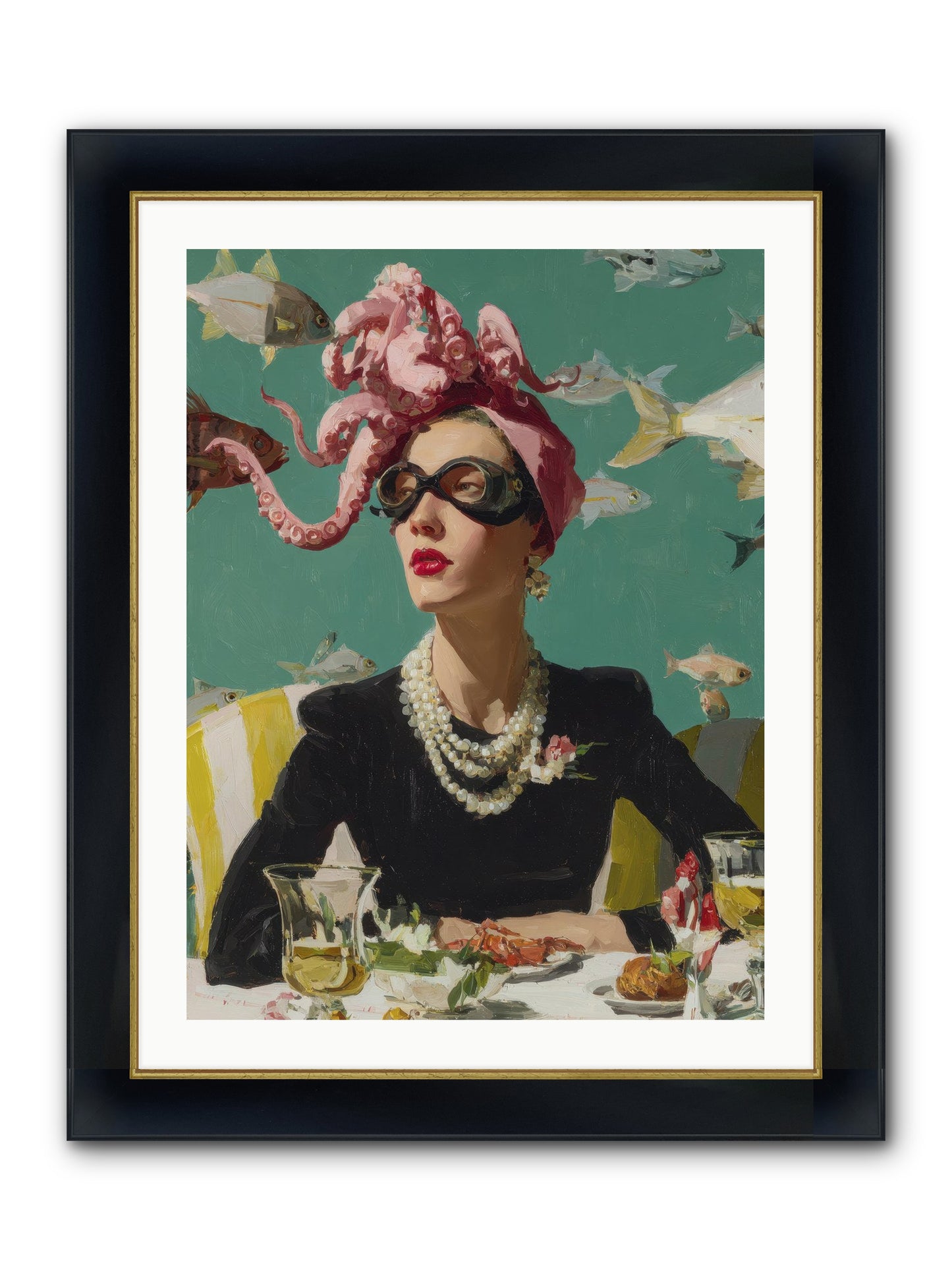 Corsages For The Unannounced Framed Print - Wide Black w/Gold 24x32