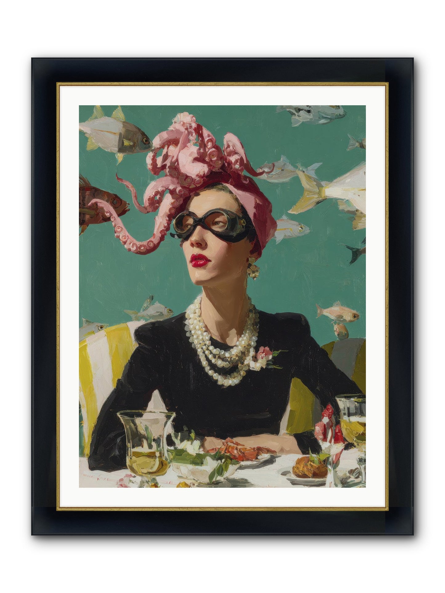 Corsages For The Unannounced Framed Print - Wide Black w/Gold 30x40