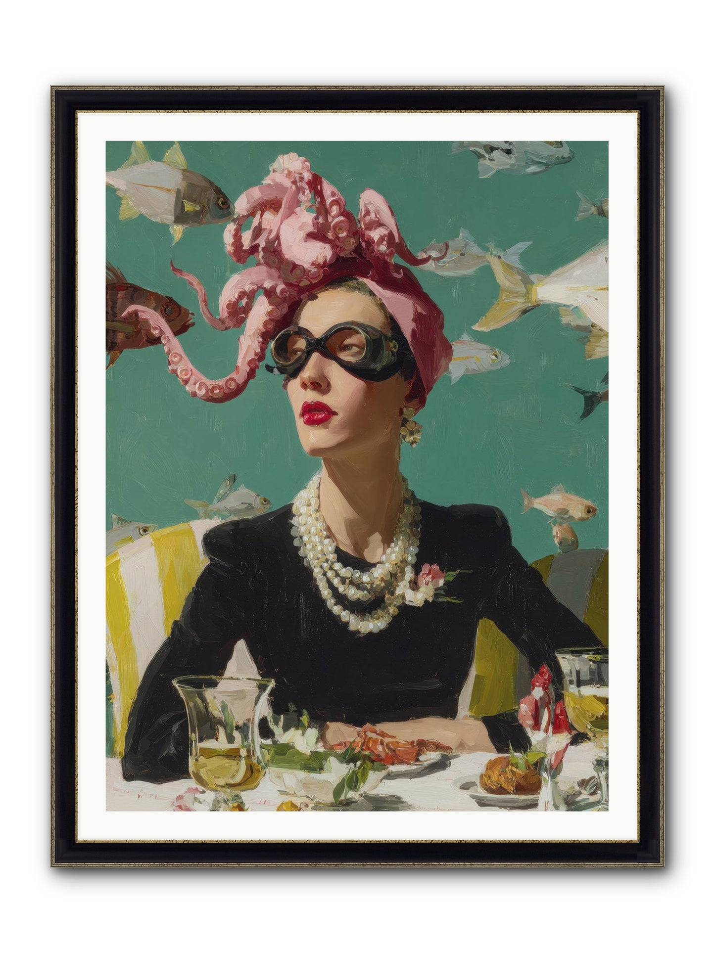 Corsages For The Unannounced Framed Print - Black & Gold 36x48