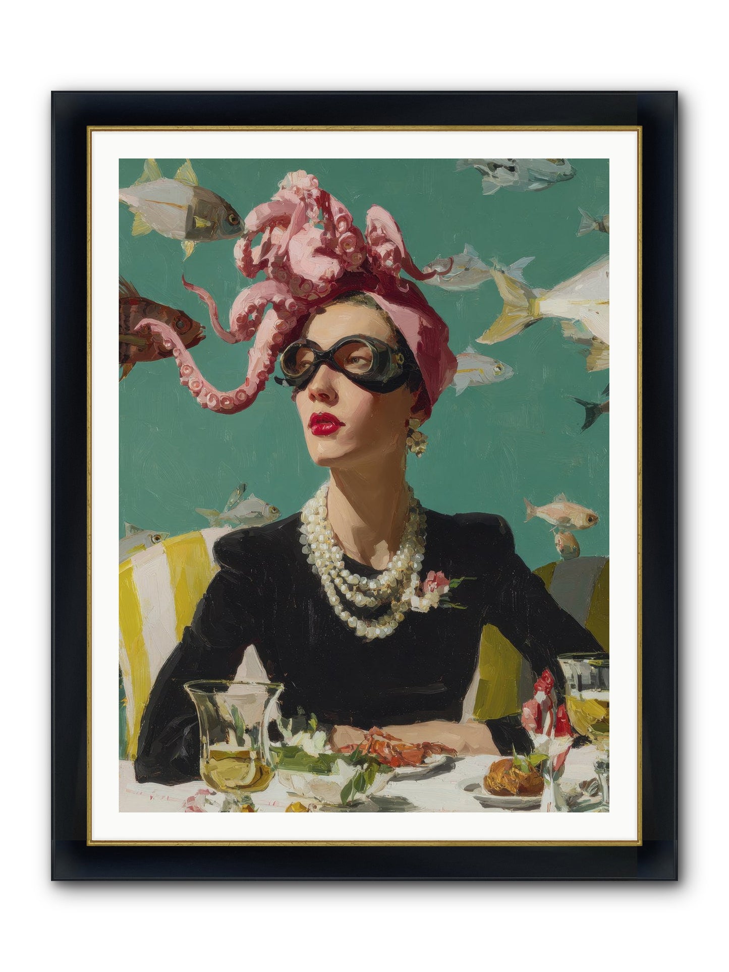 Corsages For The Unannounced Framed Print - Wide Black w/Gold 36x48
