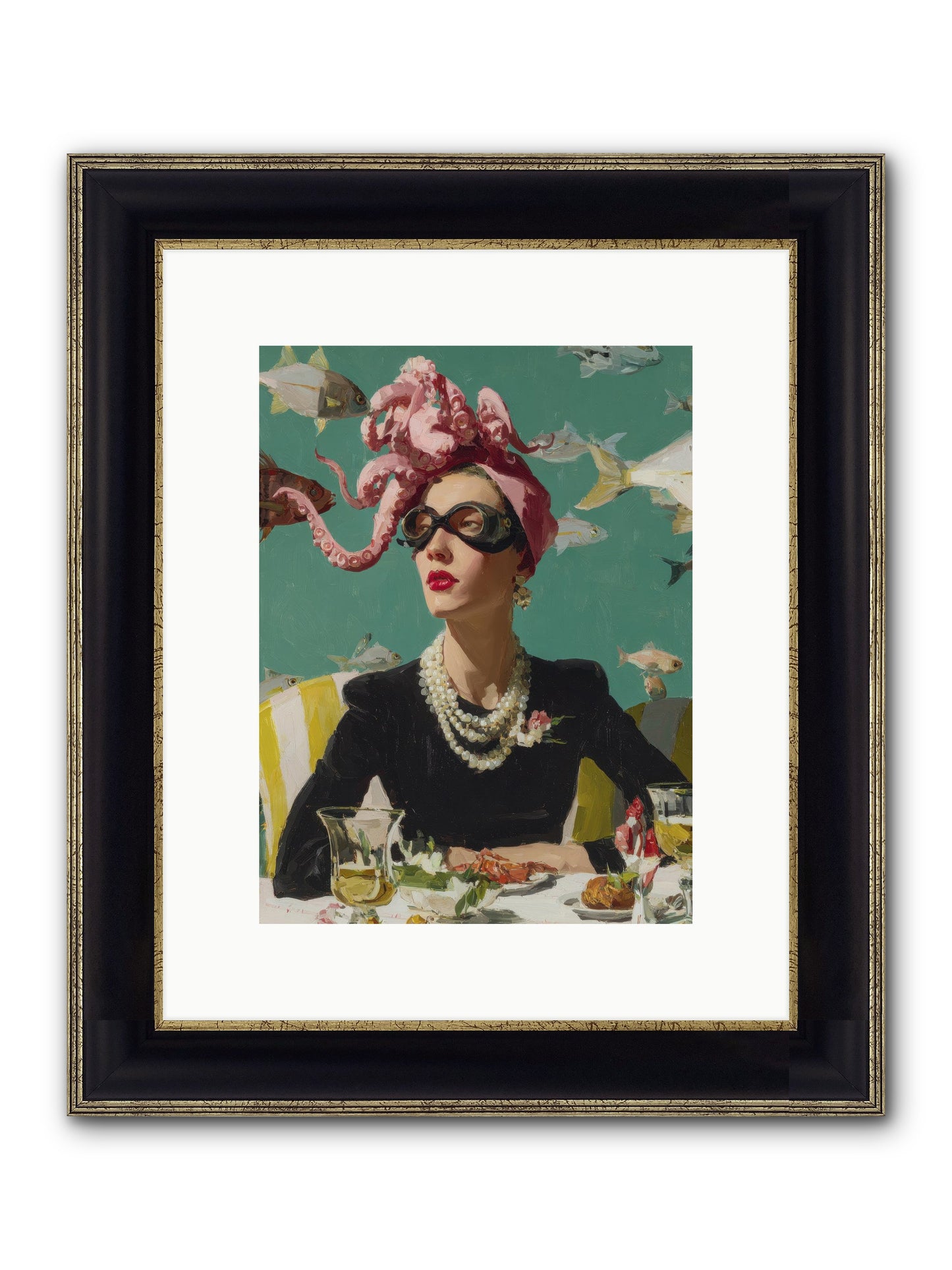 Corsages For The Unannounced Framed Print - Black & Gold 9x12