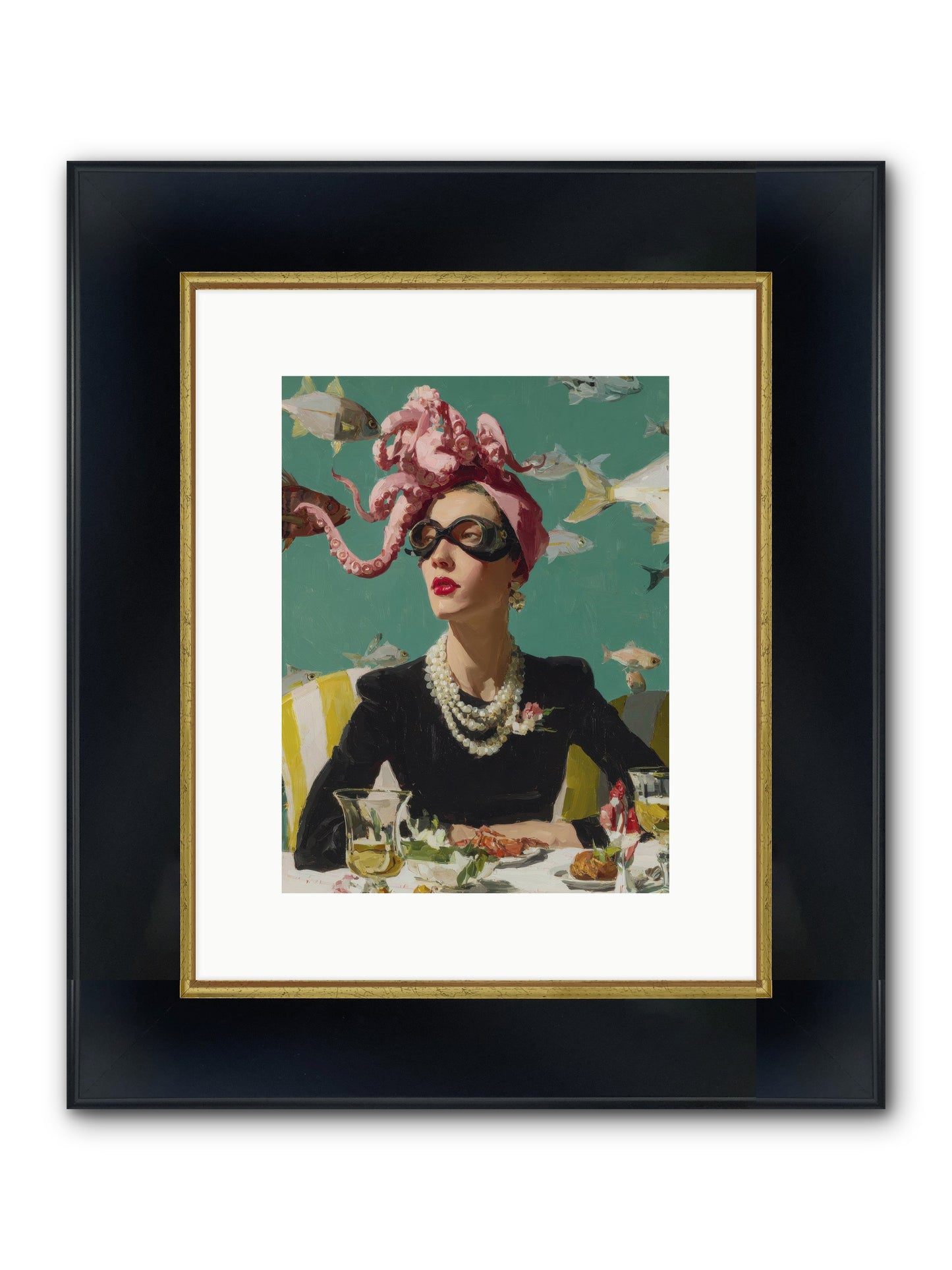 Corsages For The Unannounced Framed Print - Wide Black w/Gold 9x12