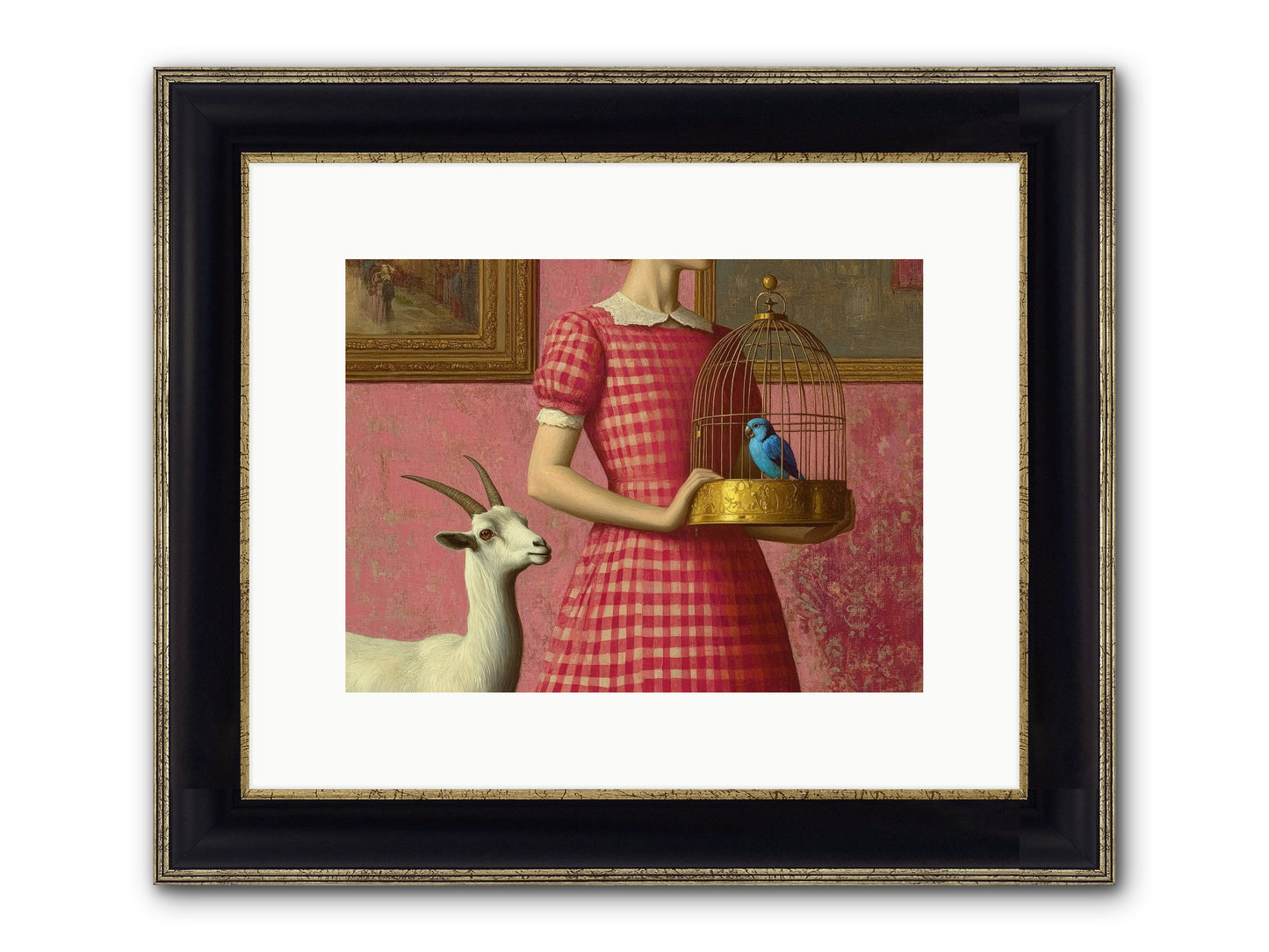 Cottage Companions Framed Print - Black & Gold 12x9