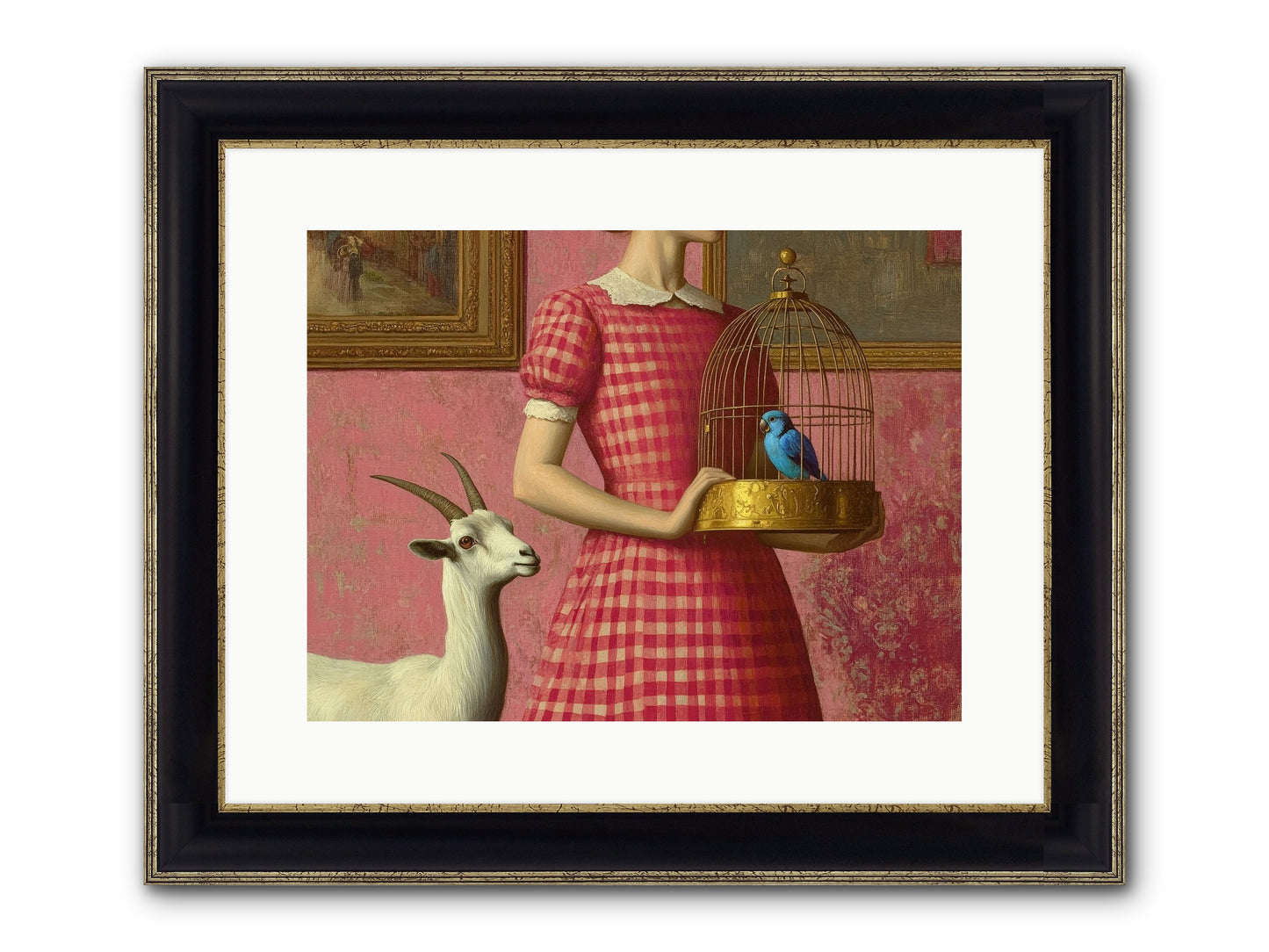 Cottage Companions Framed Print - Black & Gold 16x12