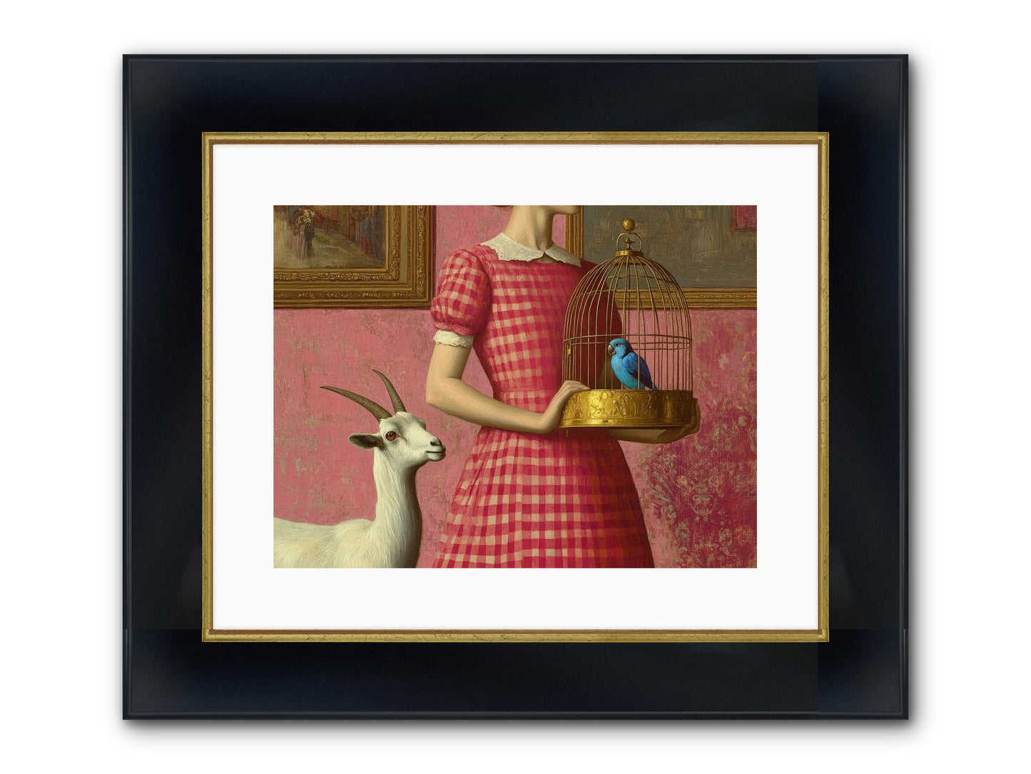 Cottage Companions Framed Print - Wide Black w/Gold 16x12