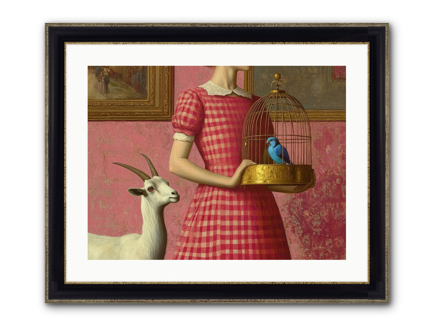 Cottage Companions Framed Print - Black & Gold 24x18