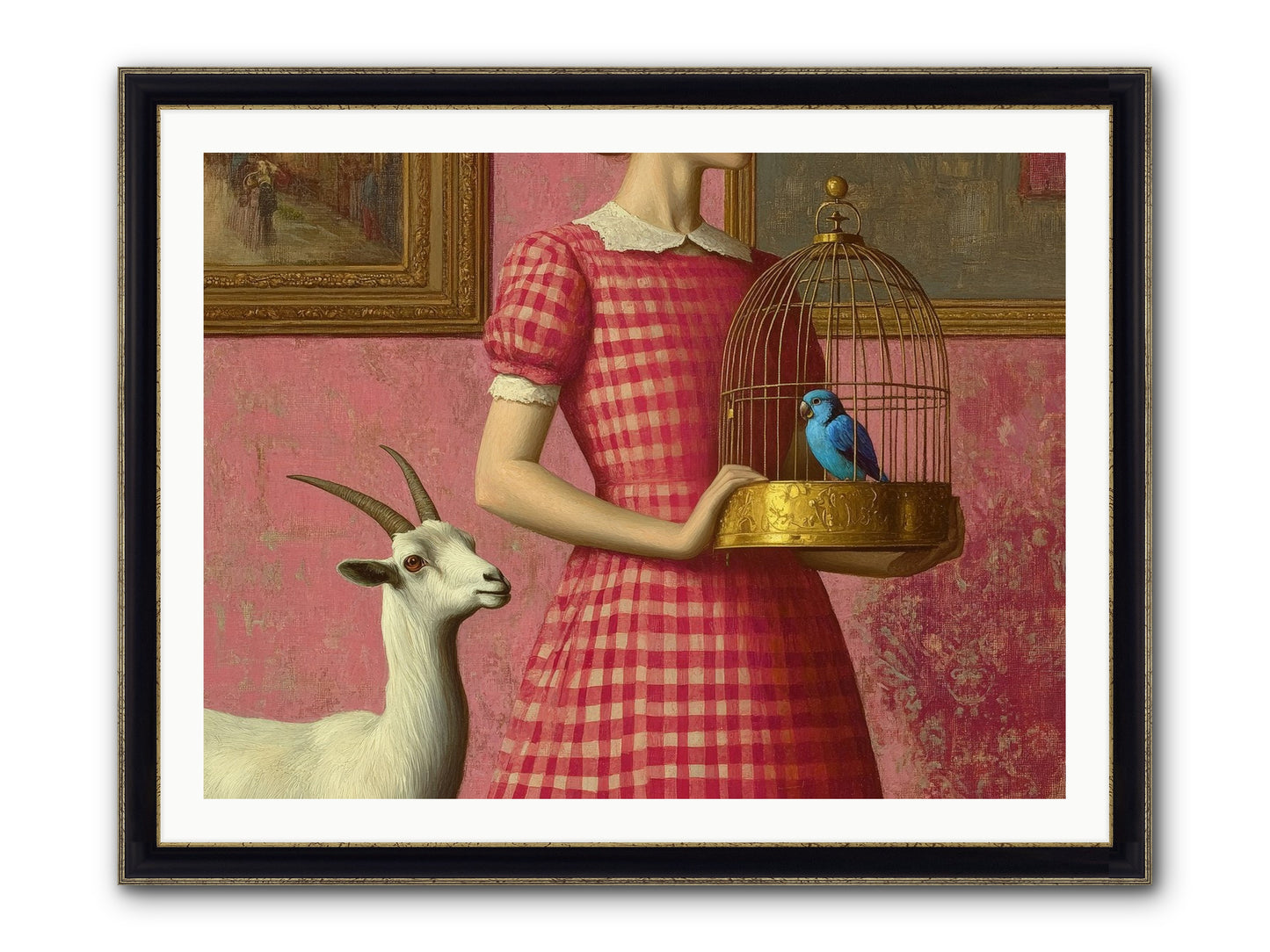 Cottage Companions Framed Print - Black & Gold 40x30