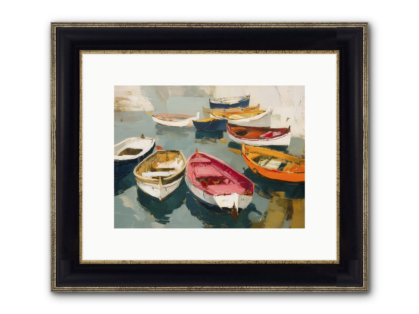 Cotton Candy Boats Framed Print - Black & Gold 12x9