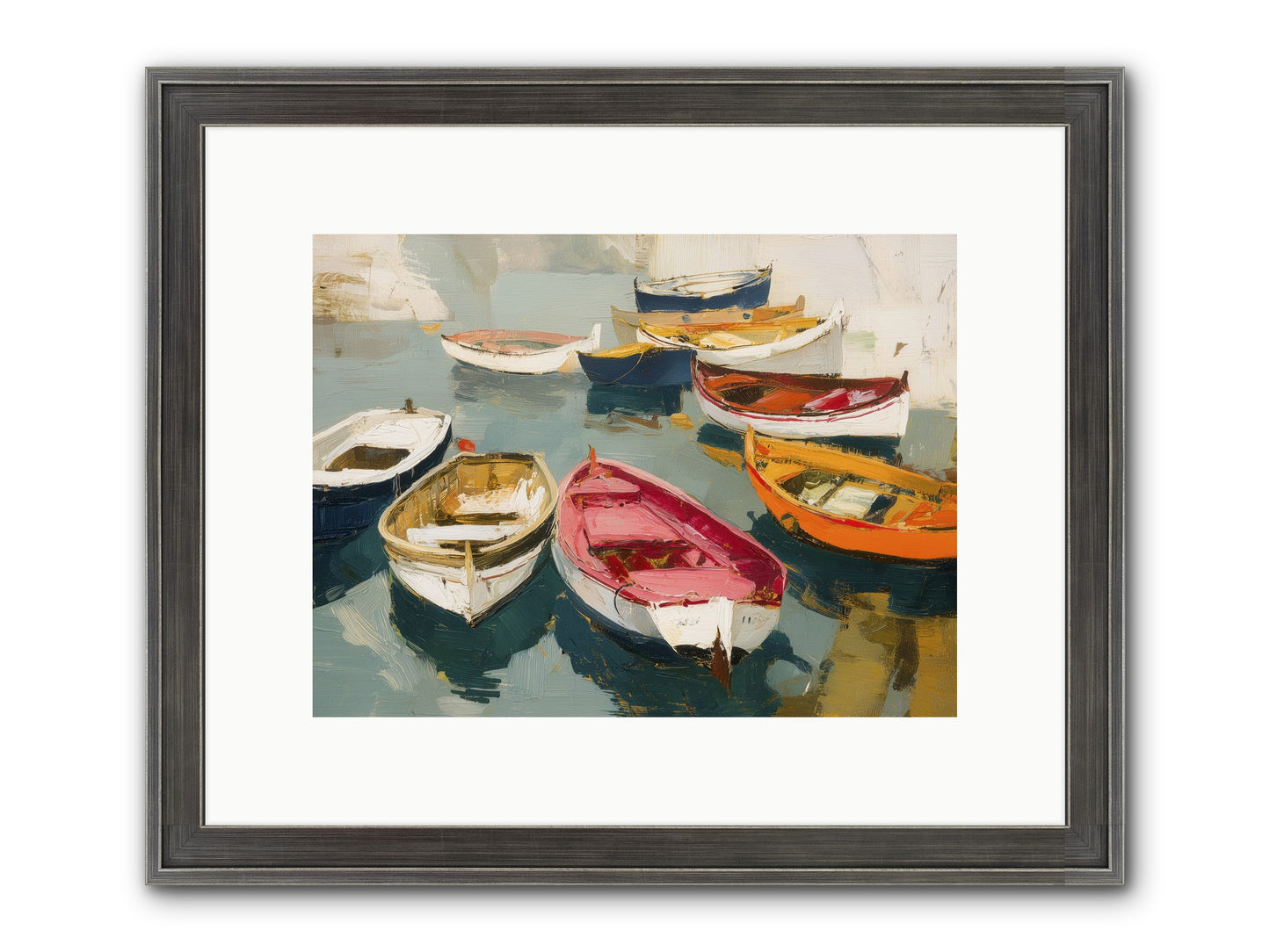 Cotton Candy Boats Framed Print - Slimwoods Black/Silver 12x9