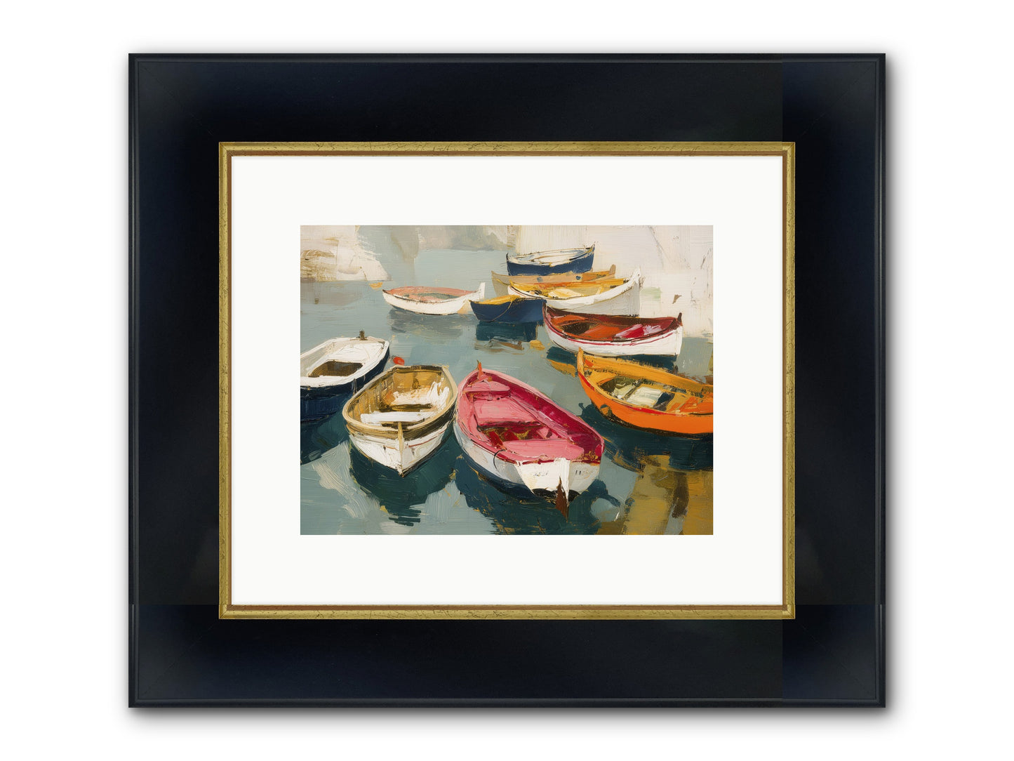 Cotton Candy Boats Framed Print - Wide Black w/Gold 12x9