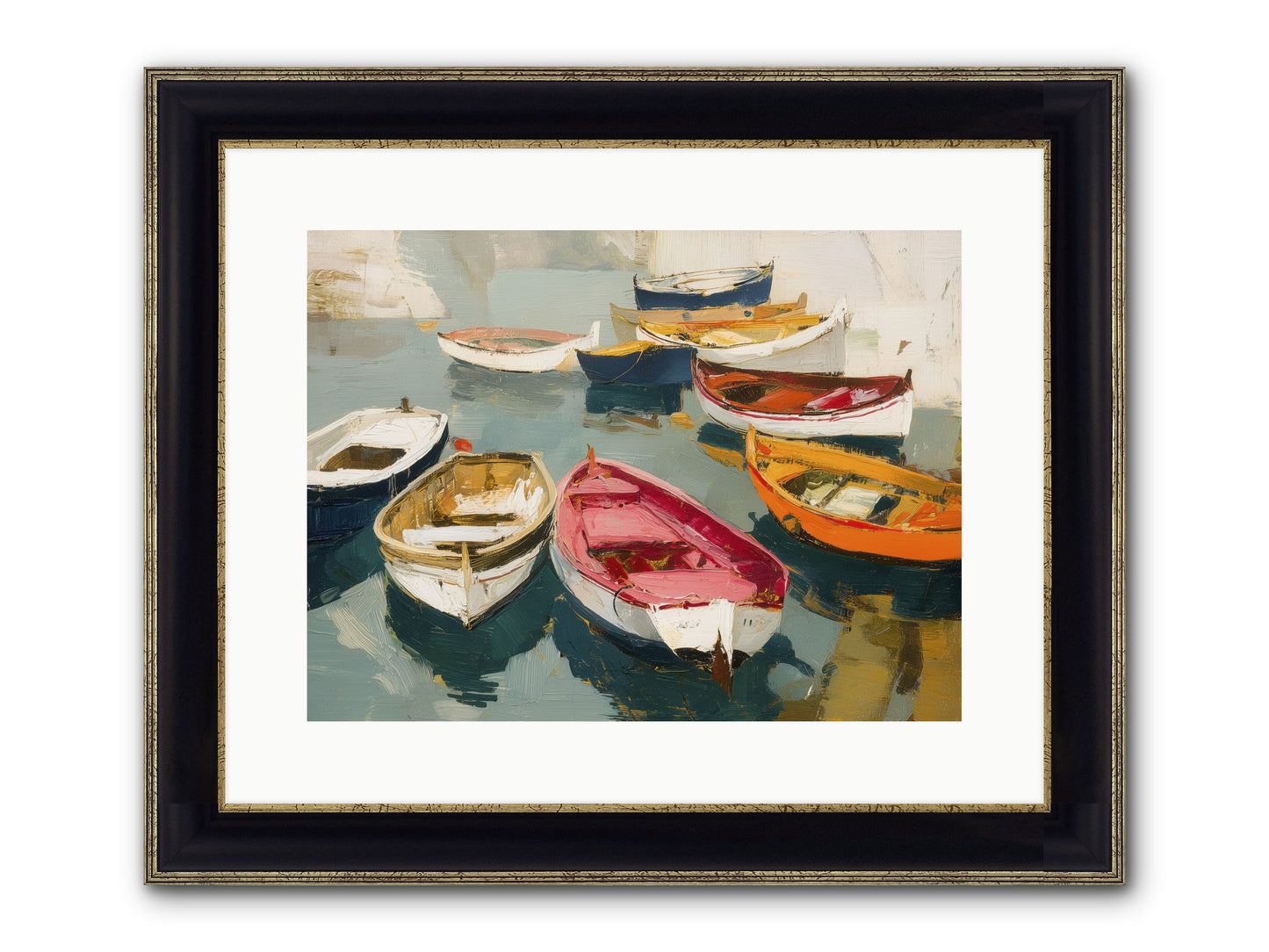 Cotton Candy Boats Framed Print - Black & Gold 16x12
