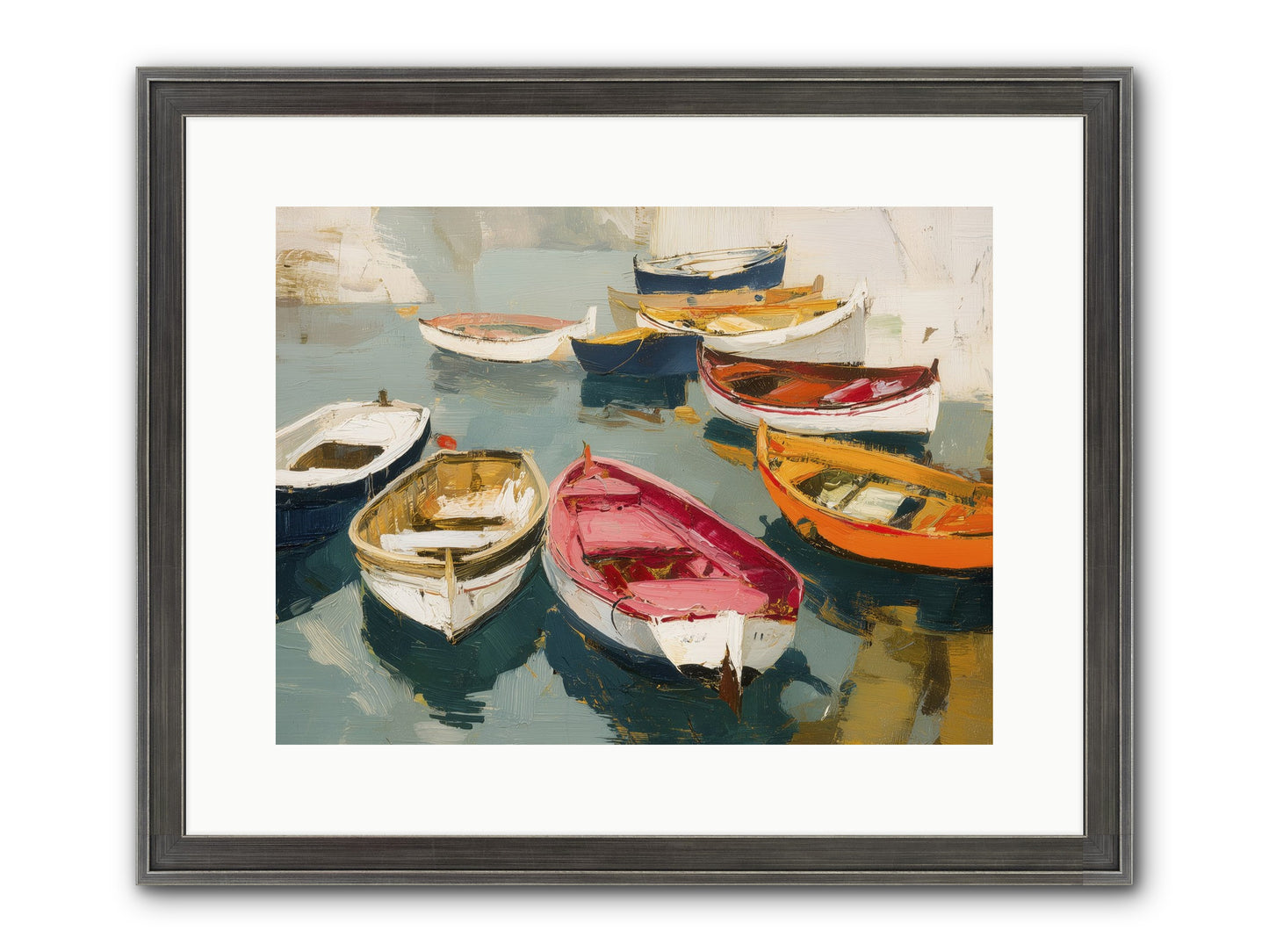 Cotton Candy Boats Framed Print - Slimwoods Black/Silver 16x12
