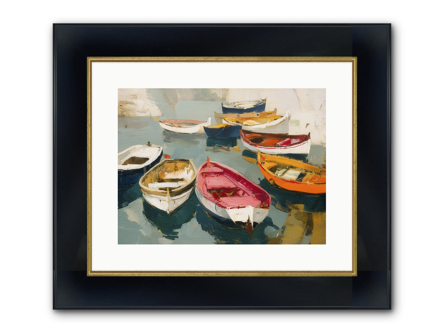 Cotton Candy Boats Framed Print - Wide Black w/Gold 16x12
