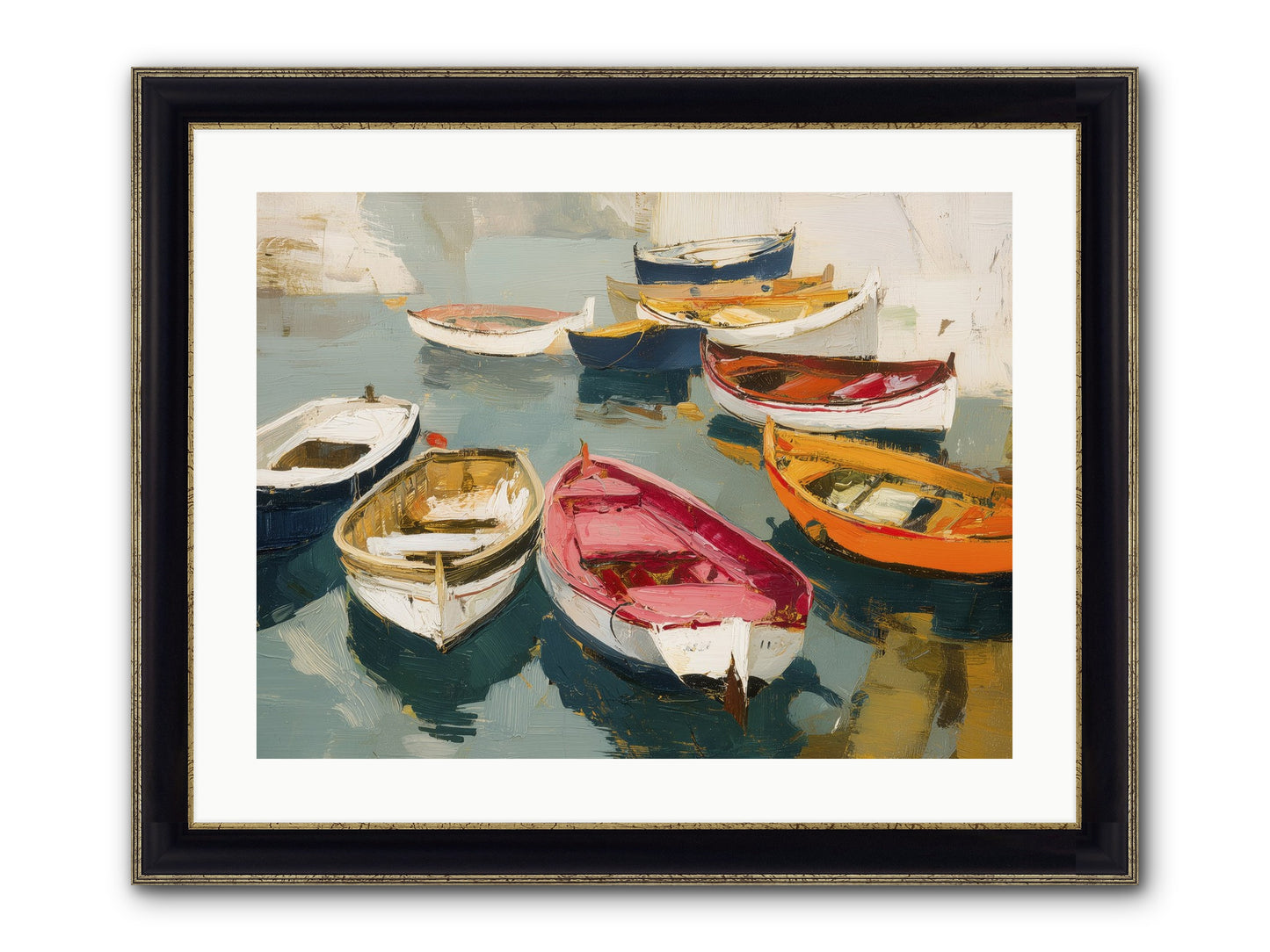 Cotton Candy Boats Framed Print - Black & Gold 24x18