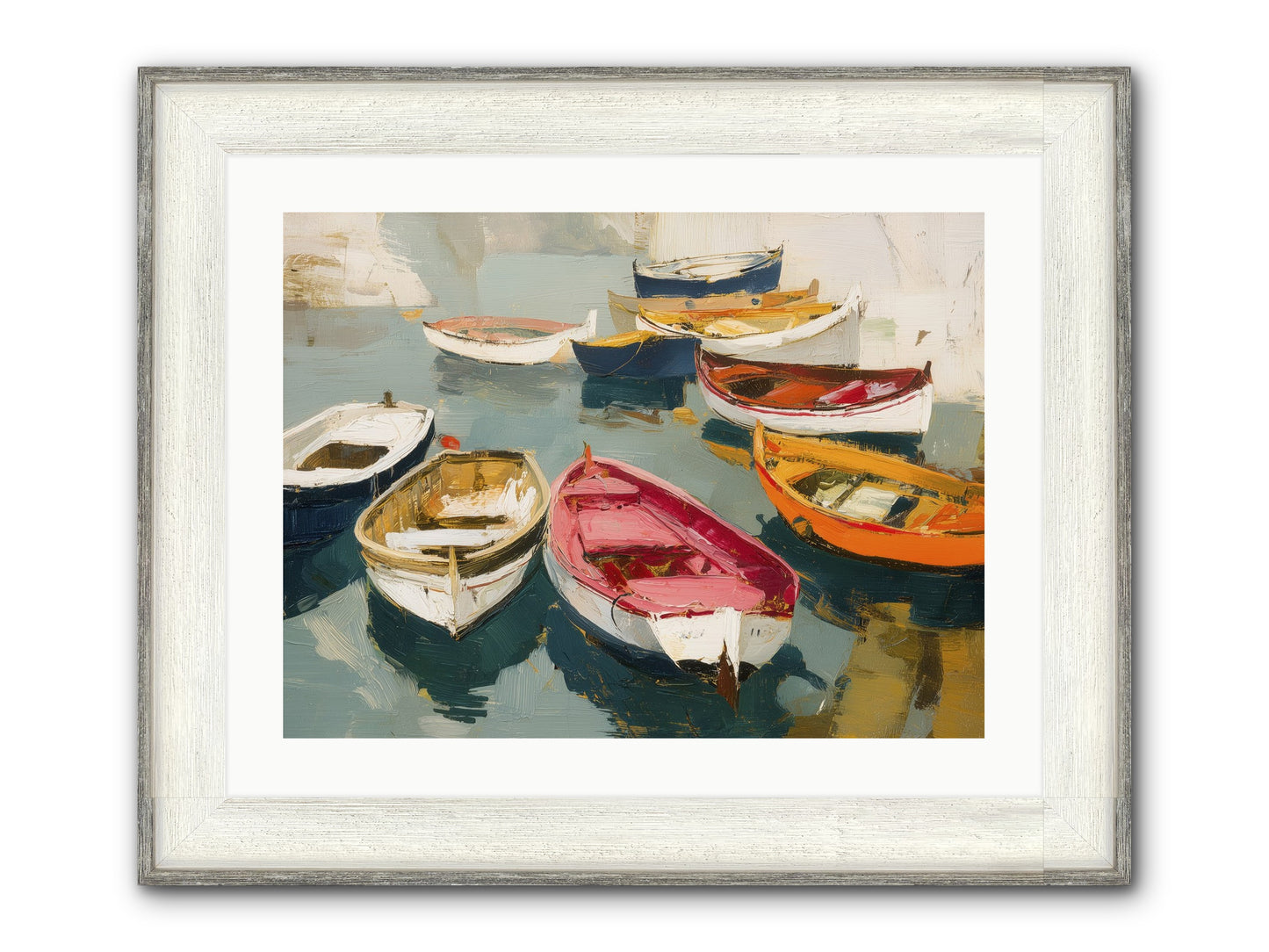 Cotton Candy Boats Framed Print - Driftwood White 24x18