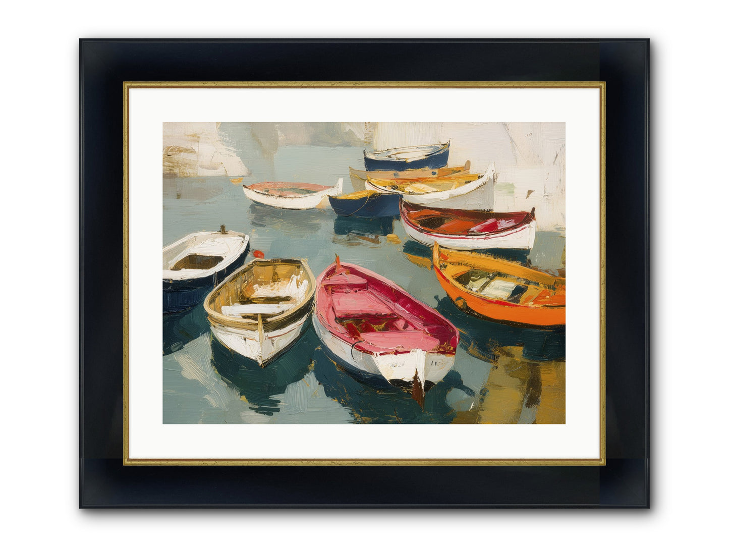 Cotton Candy Boats Framed Print - Wide Black w/Gold 24x18