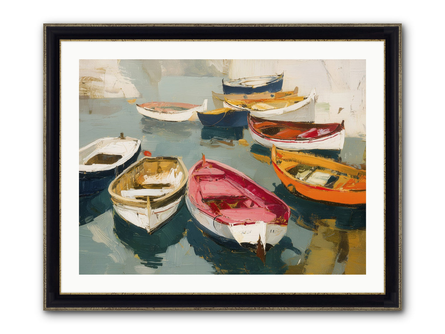 Cotton Candy Boats Framed Print - Black & Gold 32x24