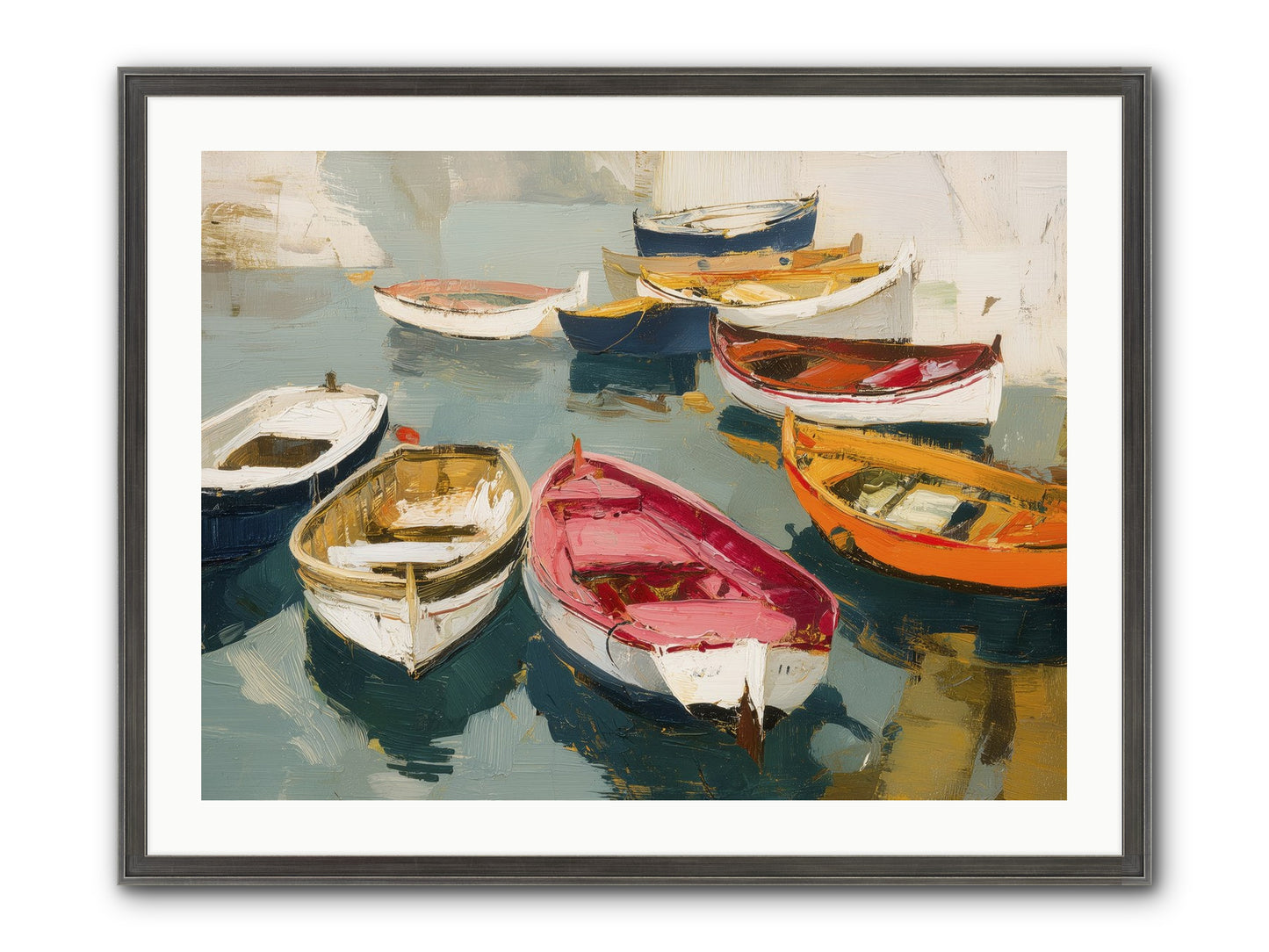 Cotton Candy Boats Framed Print - Slimwoods Black/Silver 32x24