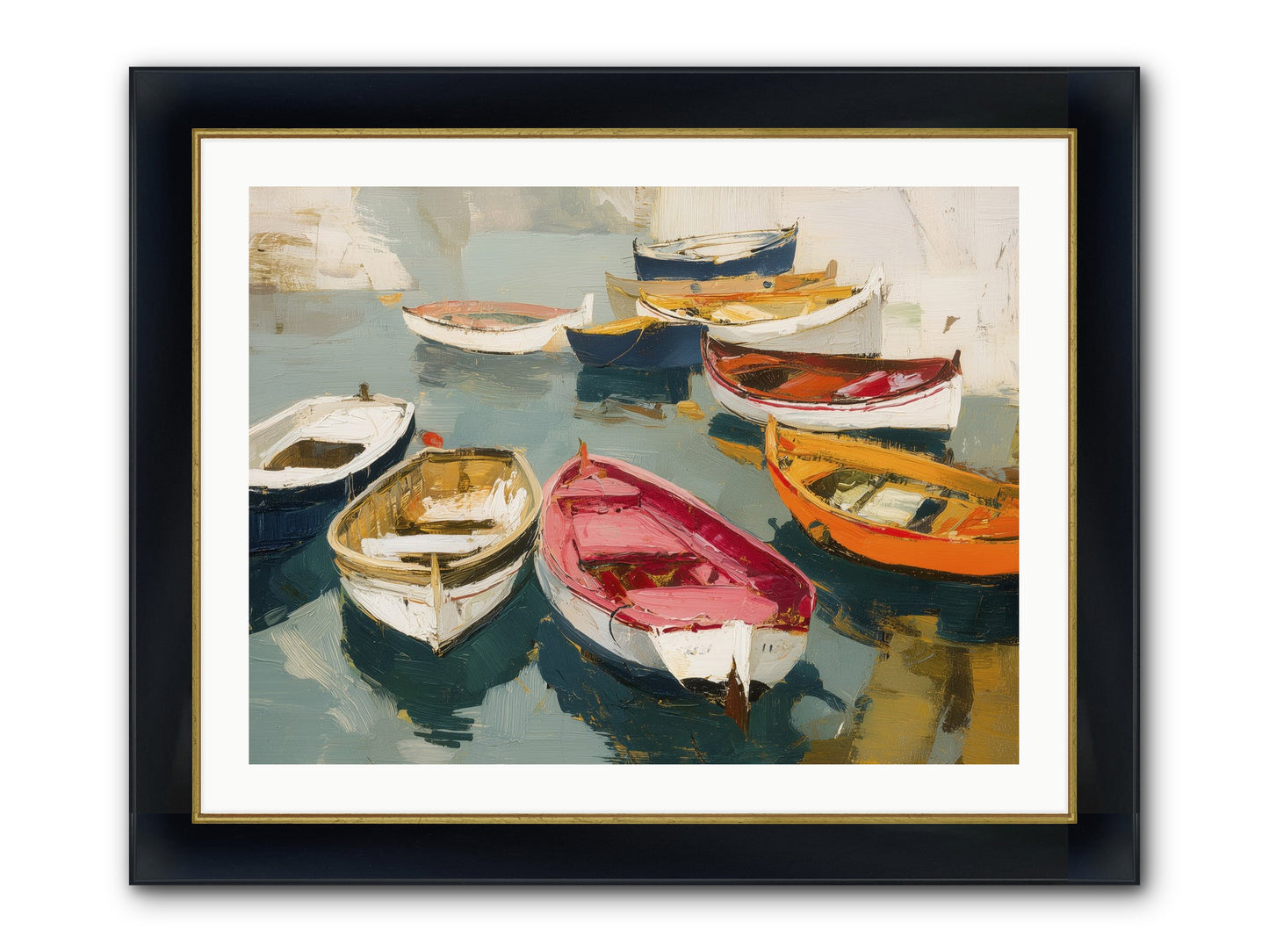 Cotton Candy Boats Framed Print - Wide Black w/Gold 32x24