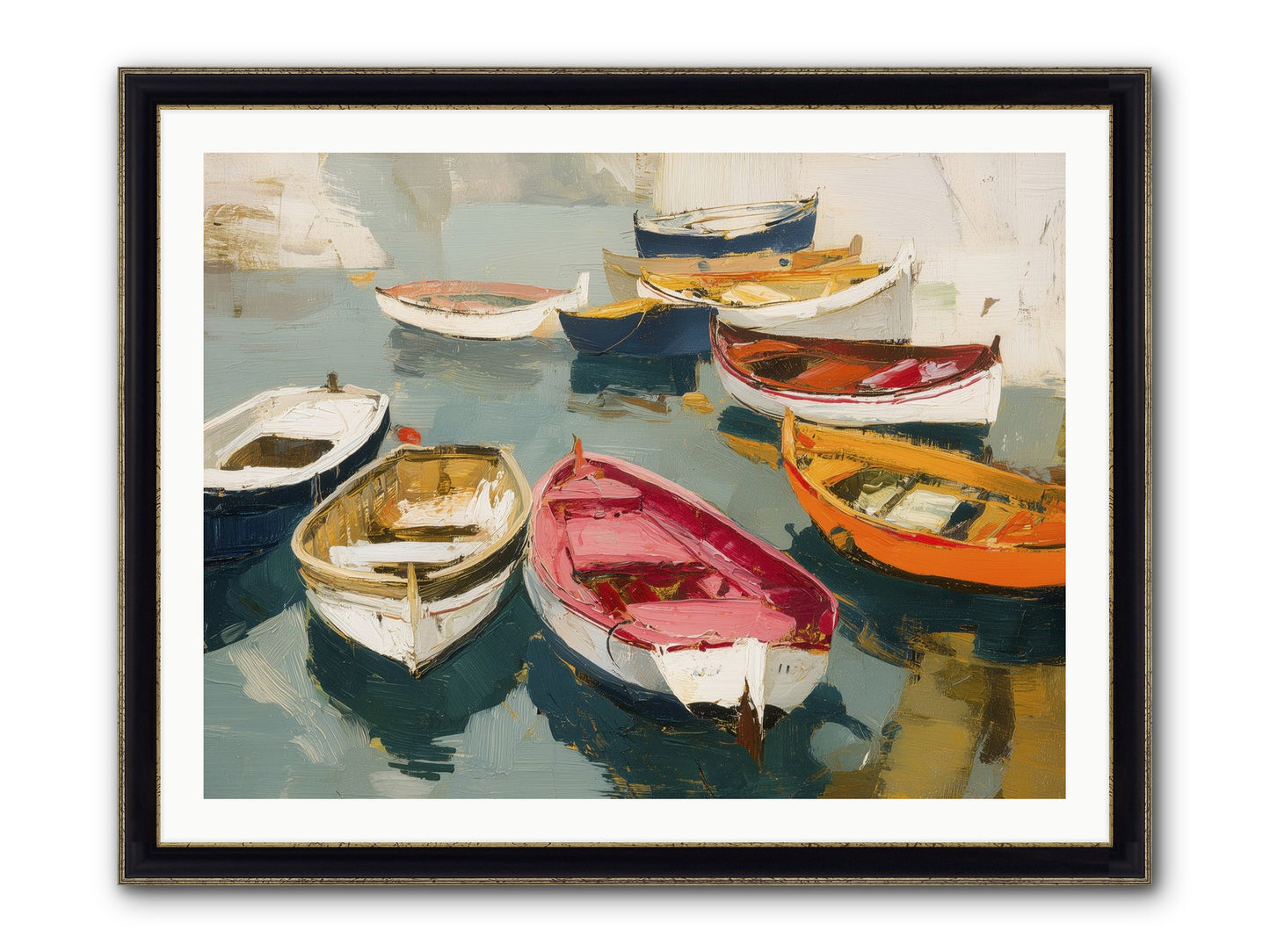 Cotton Candy Boats Framed Print - Black & Gold 40x30
