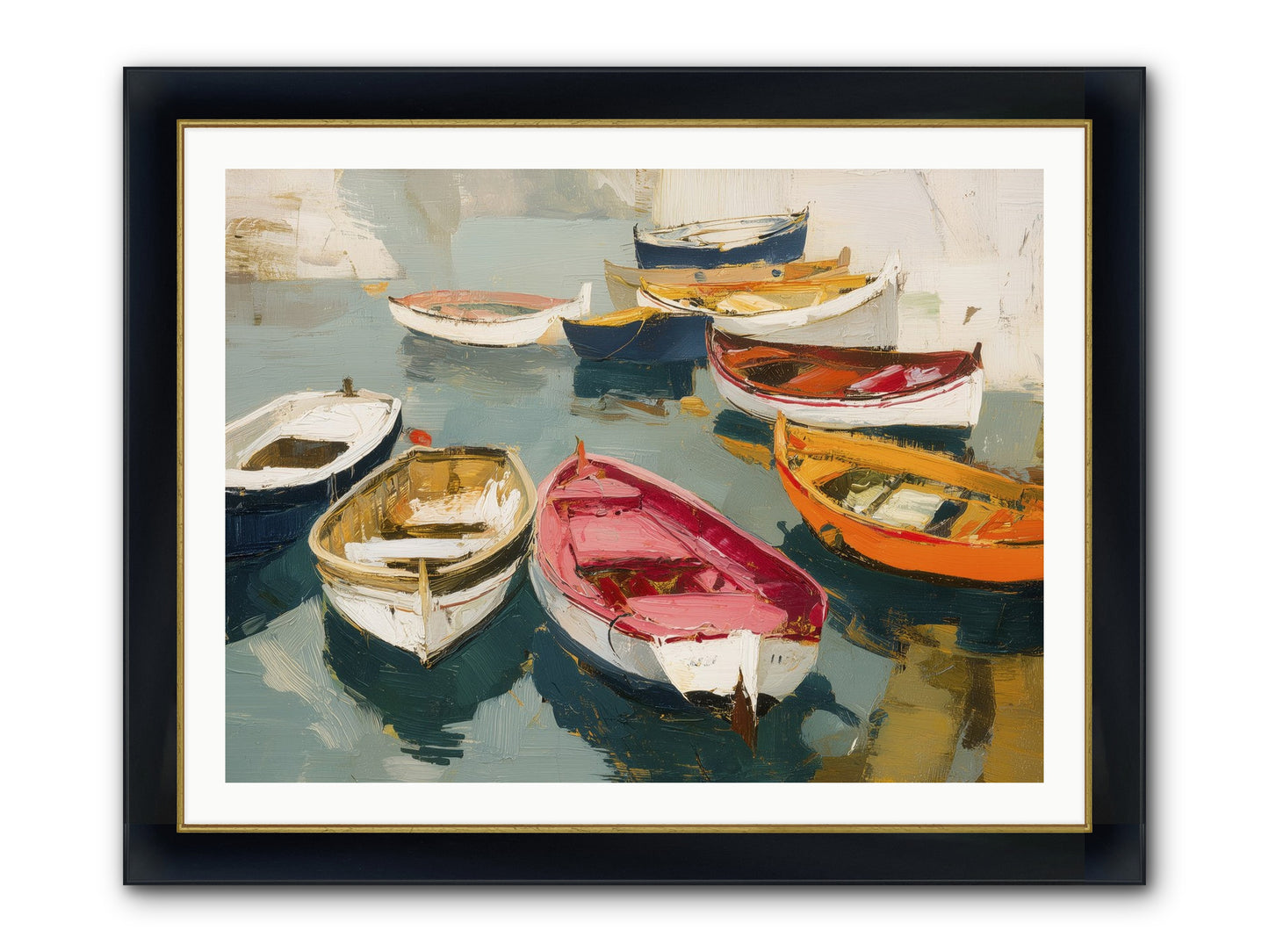 Cotton Candy Boats Framed Print - Wide Black w/Gold 40x30