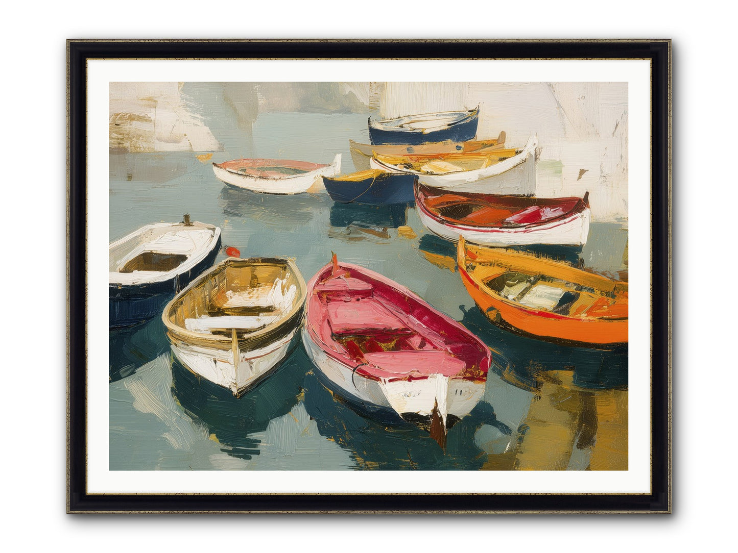 Cotton Candy Boats Framed Print - Black & Gold 48x36