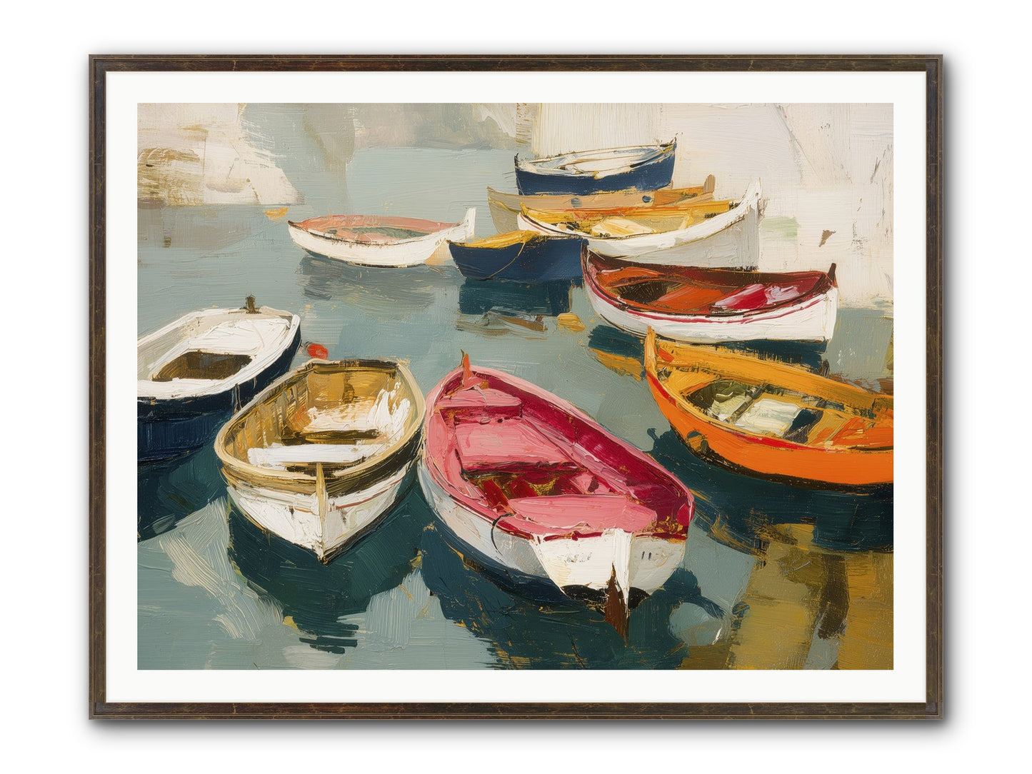 Cotton Candy Boats Framed Print - Slimwoods Black/Gold 48x36