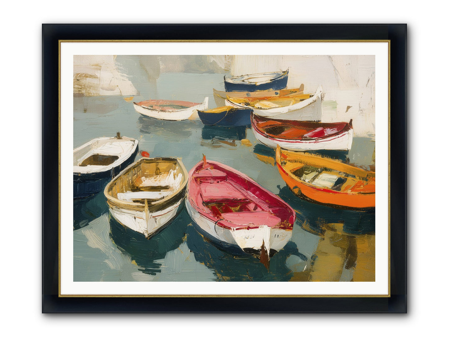 Cotton Candy Boats Framed Print - Wide Black w/Gold 48x36