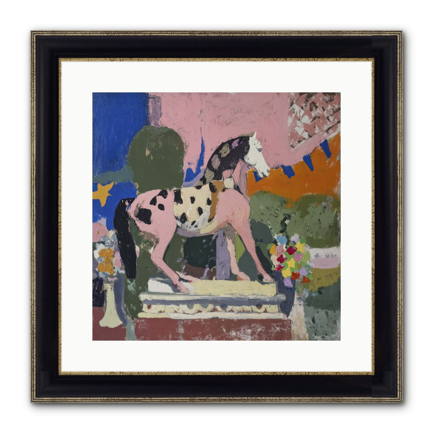 Cotton Candy Sunrise Framed Print - Black & Gold 16x16