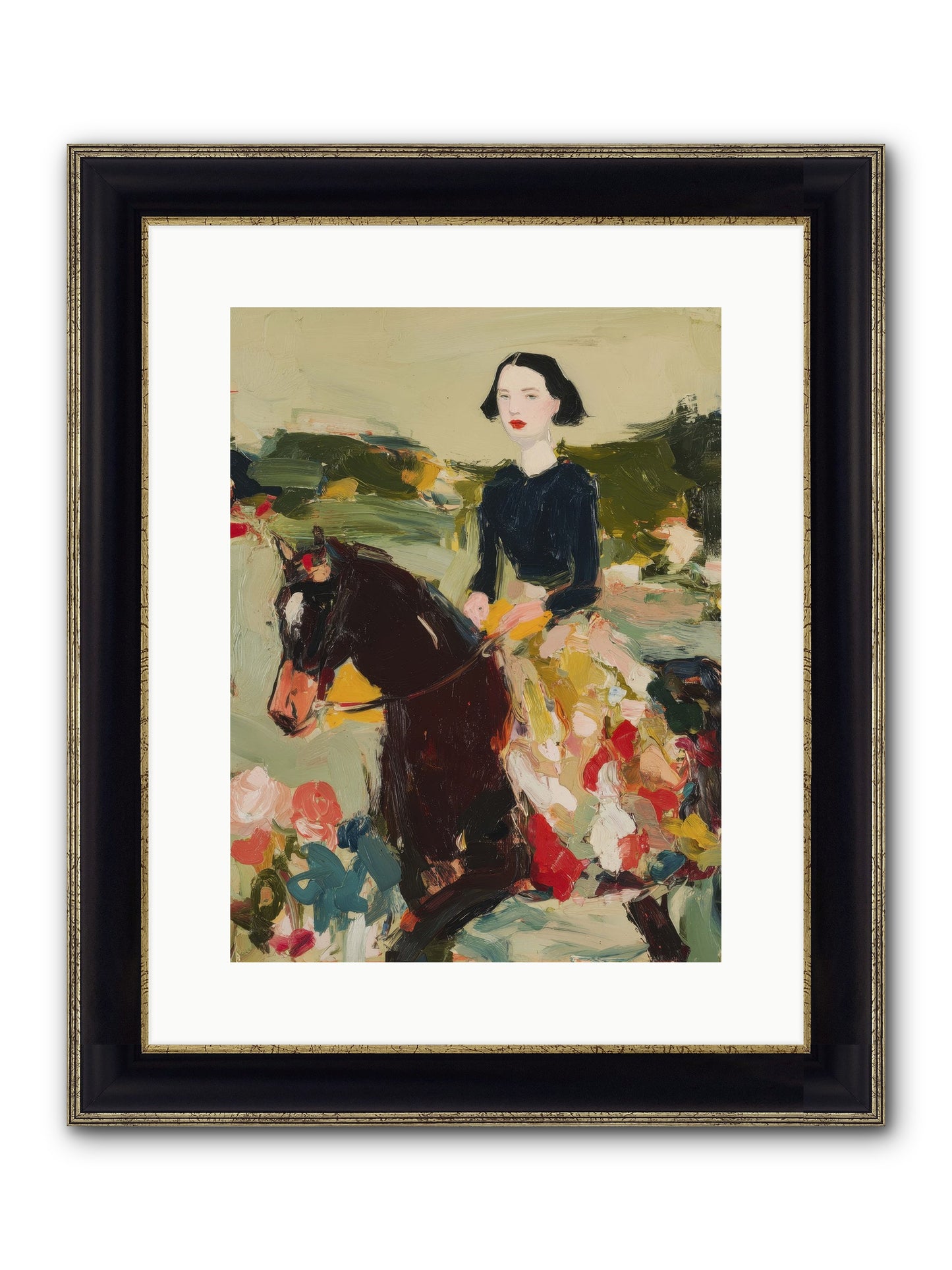 Countryside Contentment Framed Print - Black & Gold 12x16