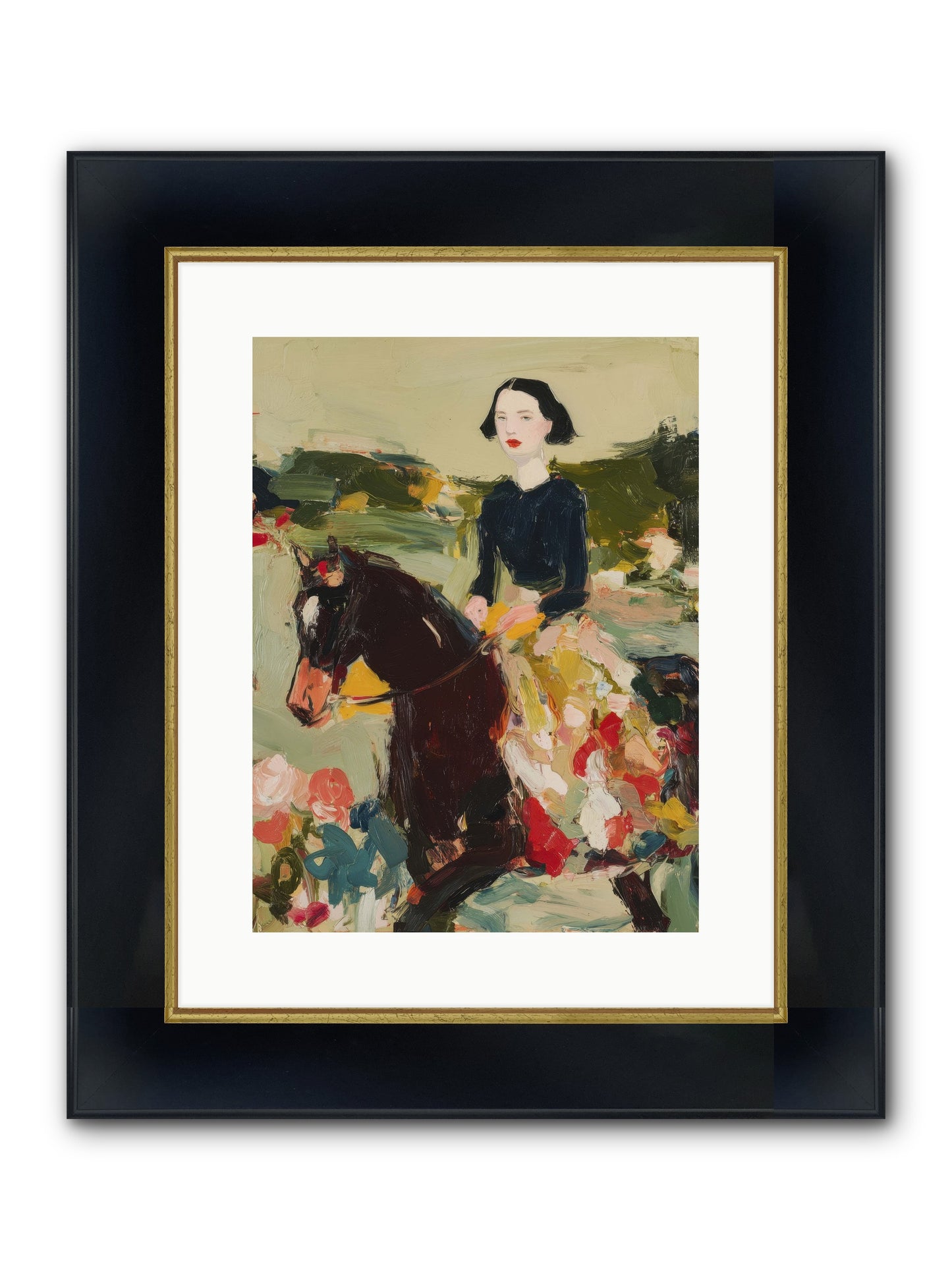 Countryside Contentment Framed Print - Wide Black w/Gold 12x16