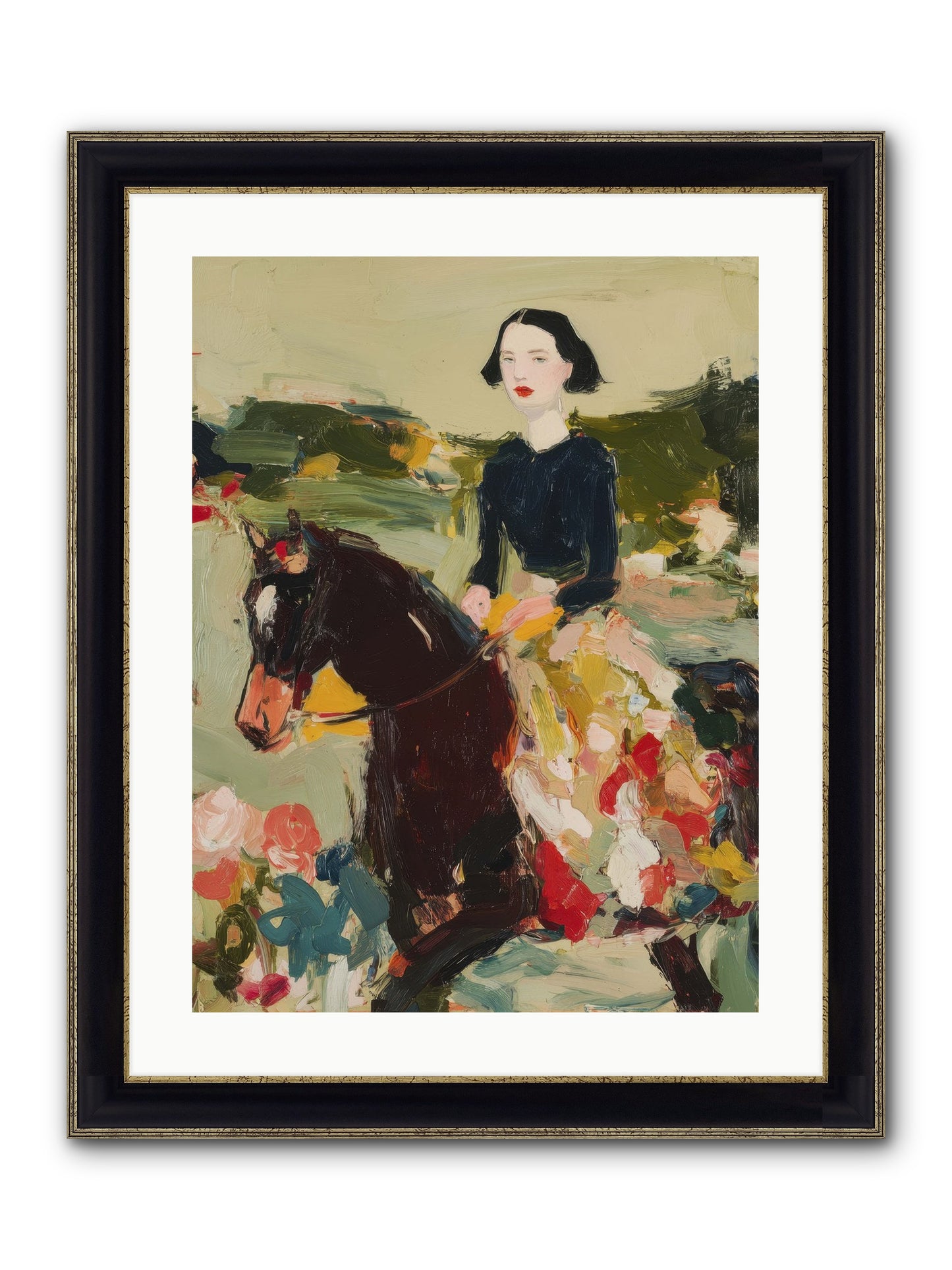 Countryside Contentment Framed Print - Black & Gold 18x24