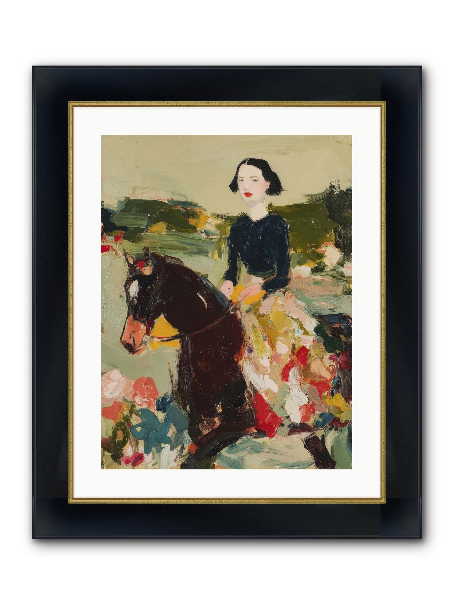 Countryside Contentment Framed Print - Wide Black w/Gold 18x24