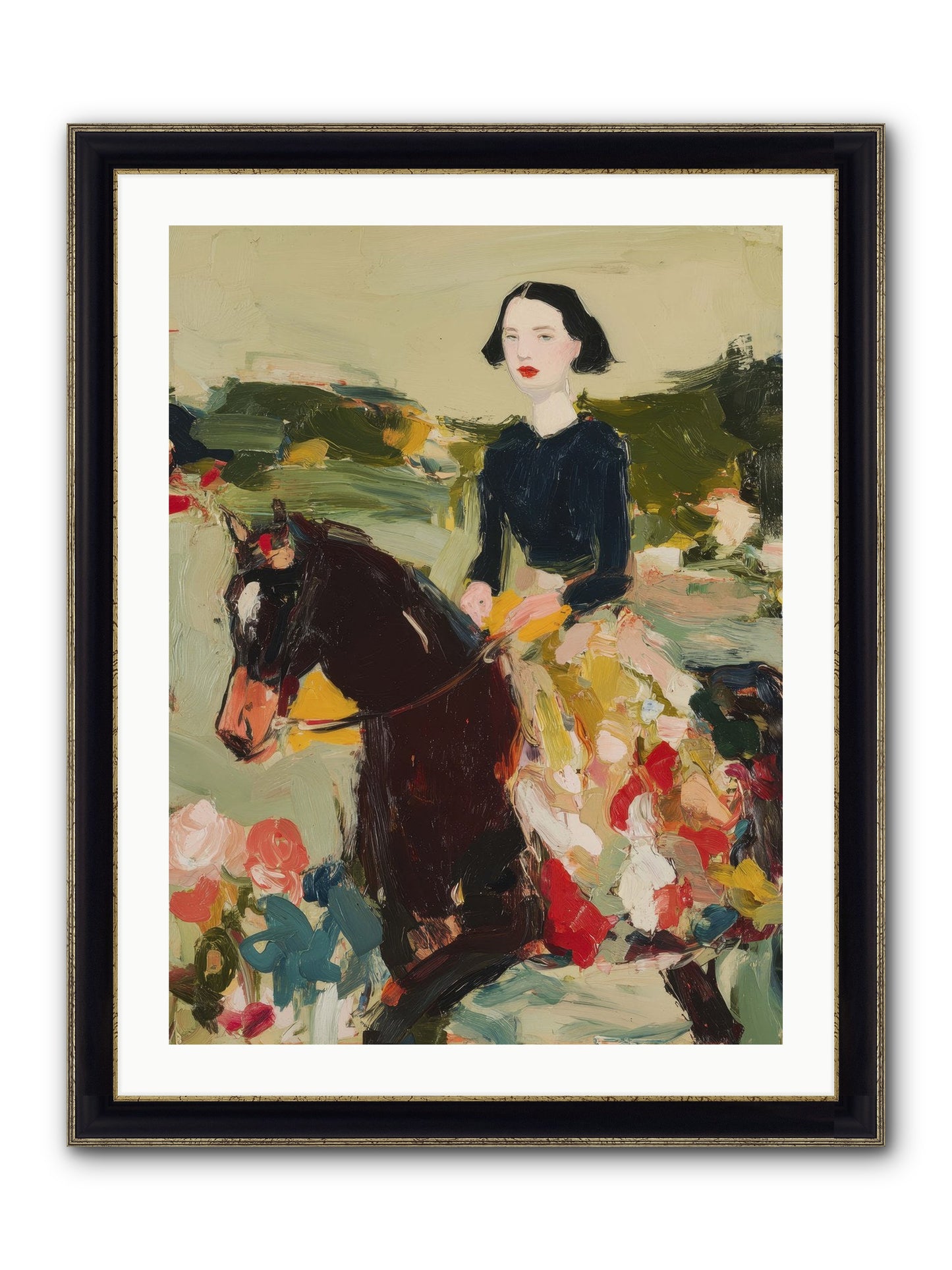 Countryside Contentment Framed Print - Black & Gold 24x32