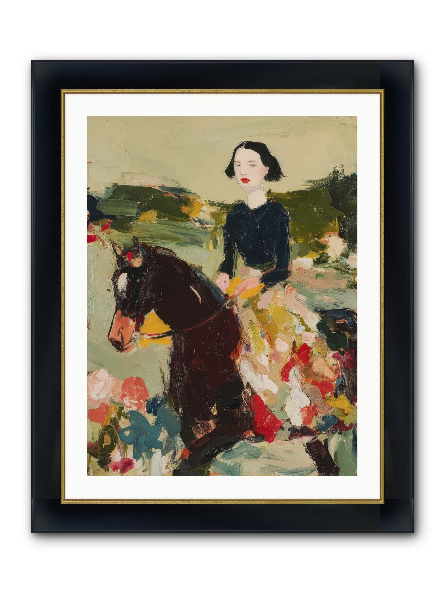 Countryside Contentment Framed Print - Wide Black w/Gold 24x32