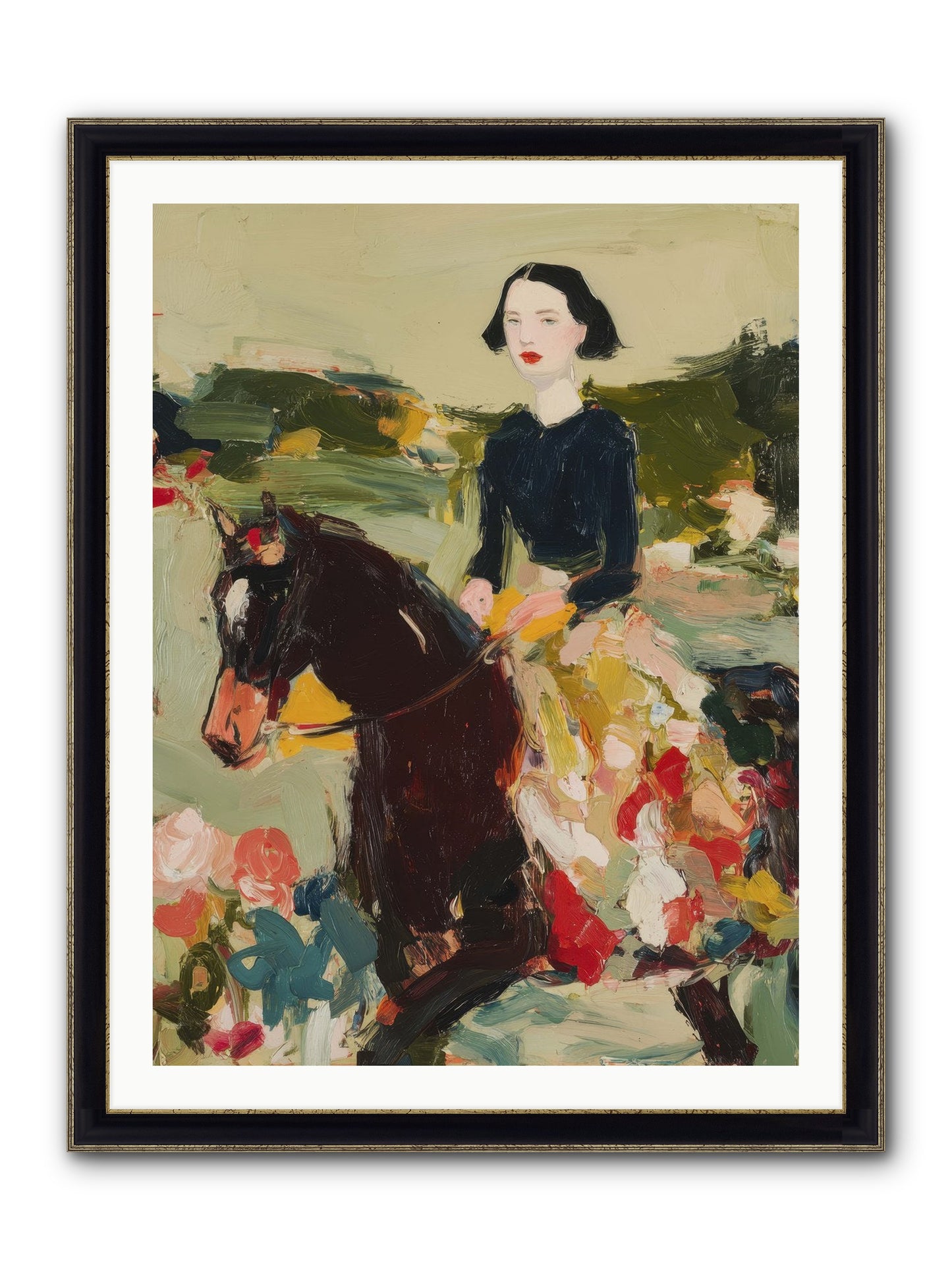 Countryside Contentment Framed Print - Black & Gold 30x40