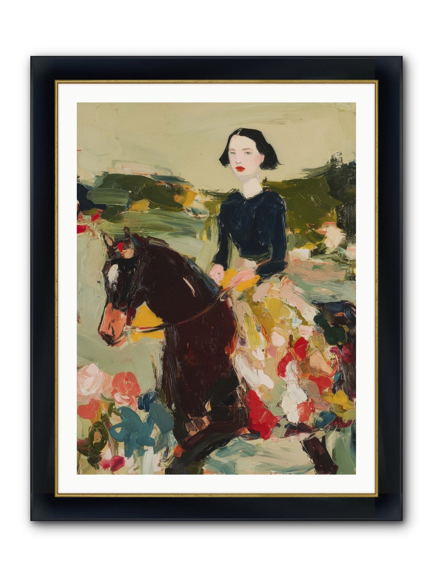 Countryside Contentment Framed Print - Wide Black w/Gold 30x40
